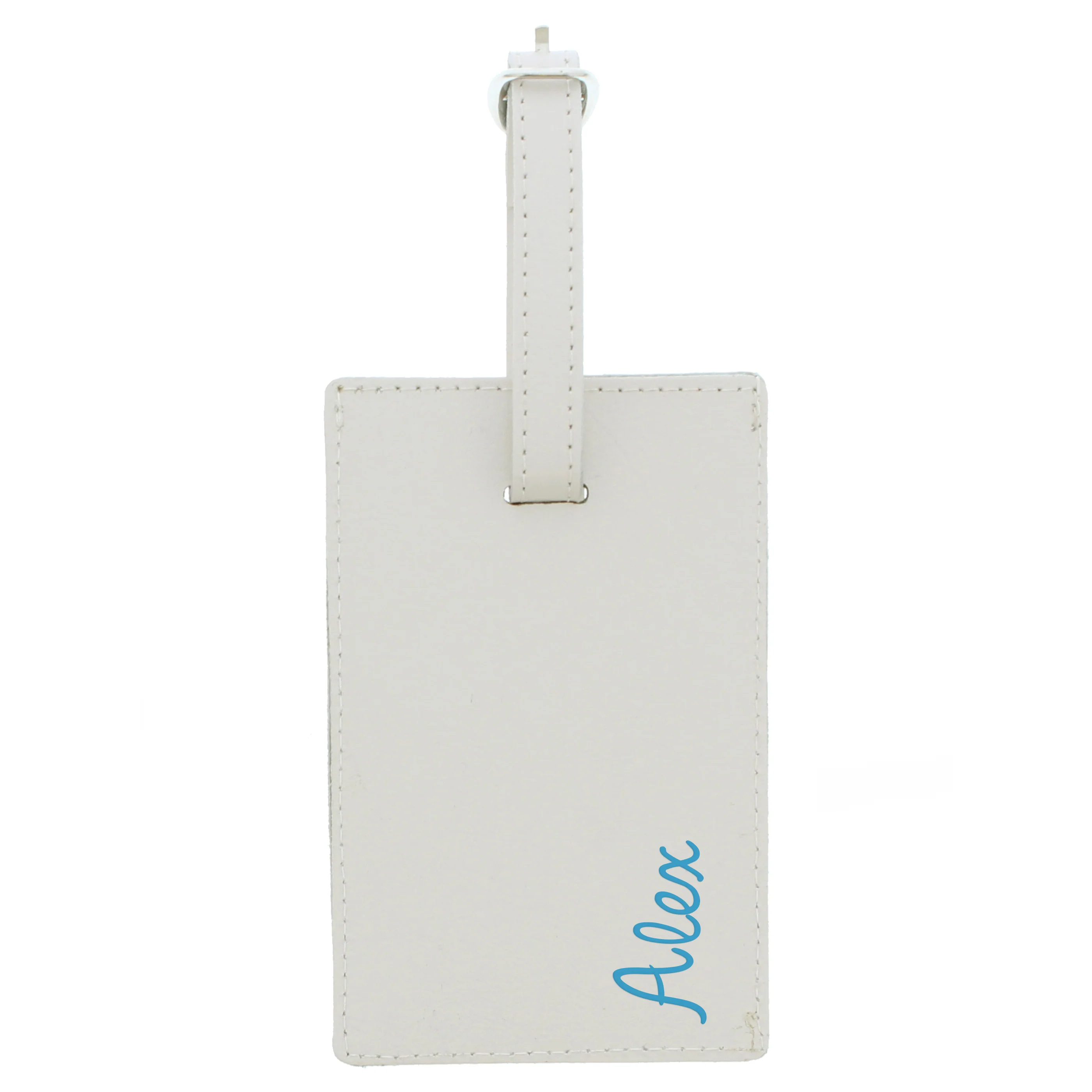 Personalised Blue Name Cream Luggage Tag - Image 2