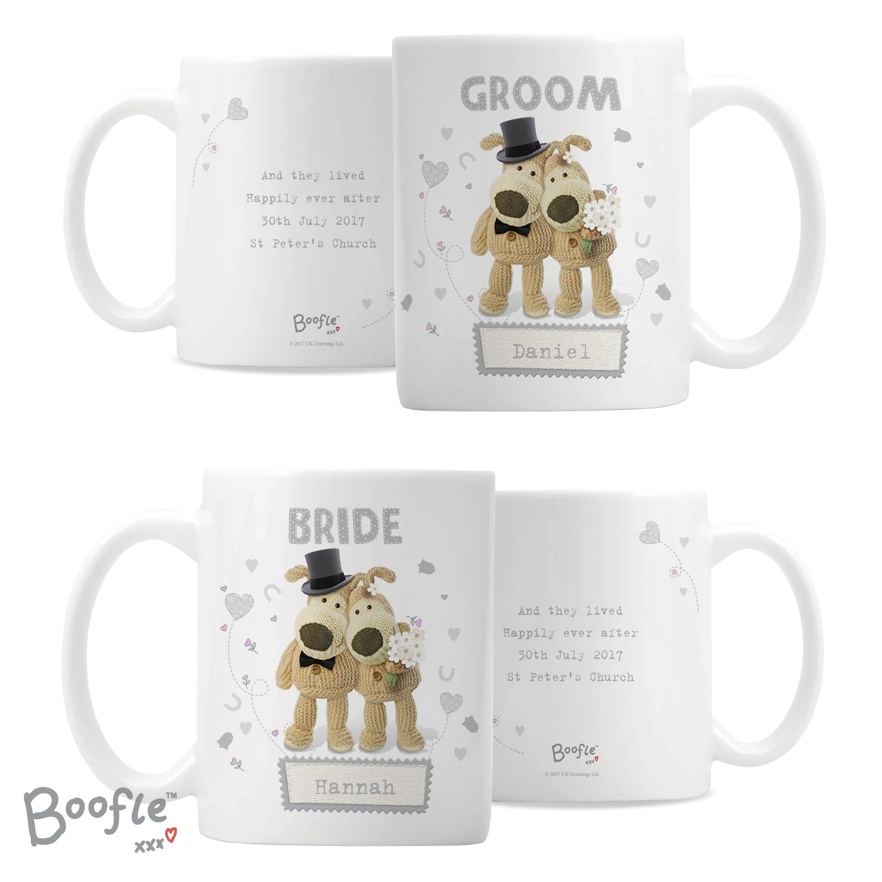 Personalised Boofle Wedding Couple Mug Set - Image 2