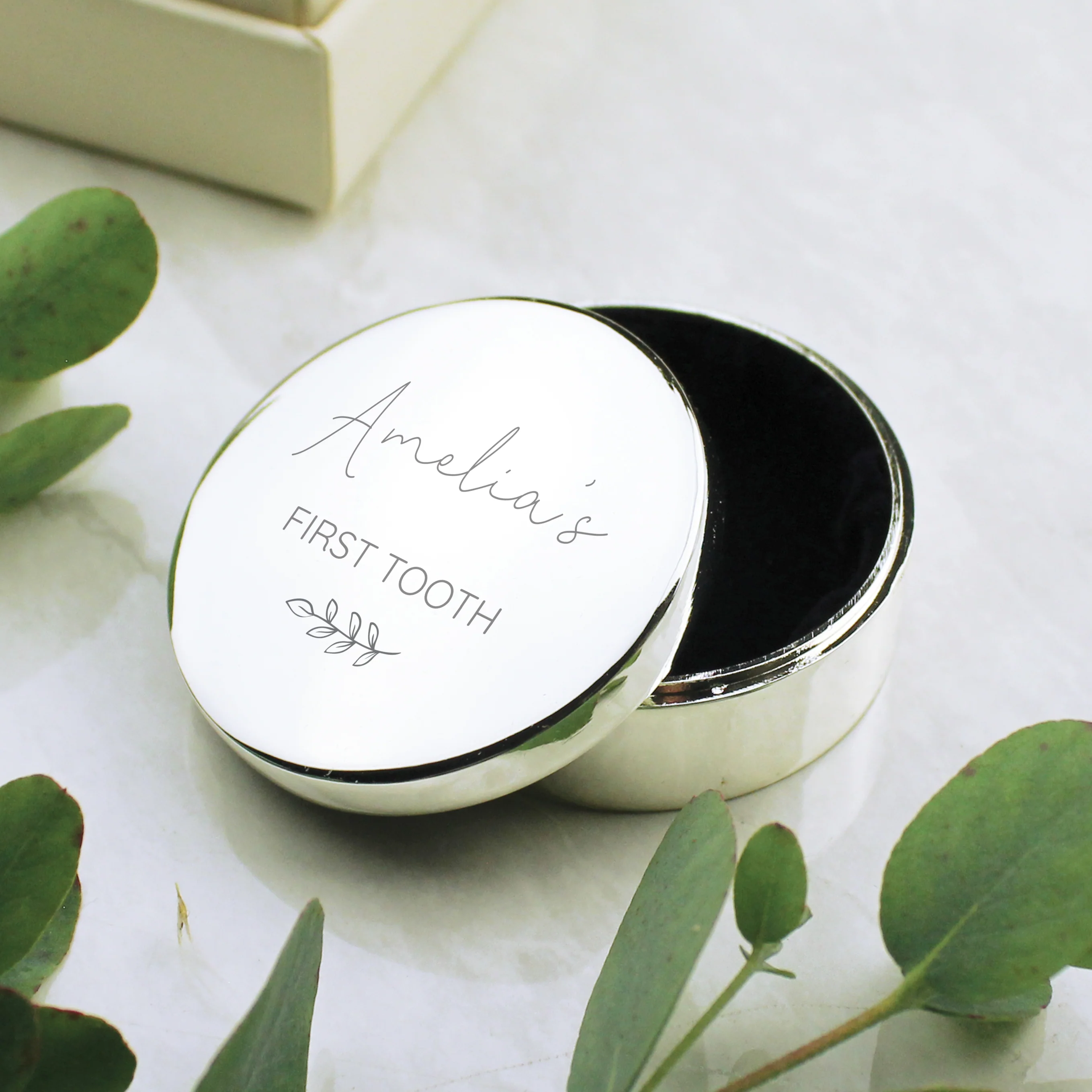 Personalised Botanical First Tooth/Curl Trinket Box - Image 3