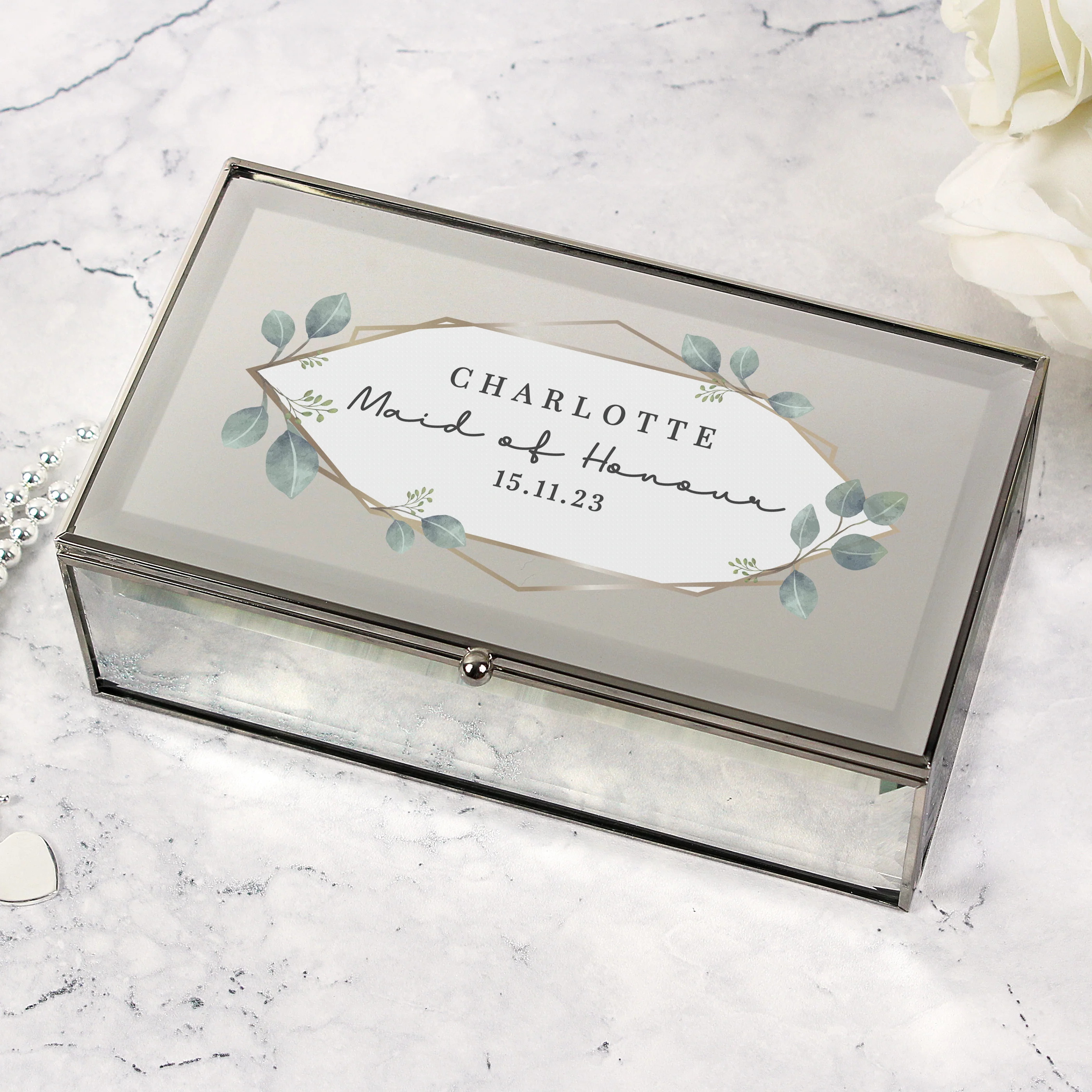 Personalised Botanical Mirrored Jewellery Box - Image 3