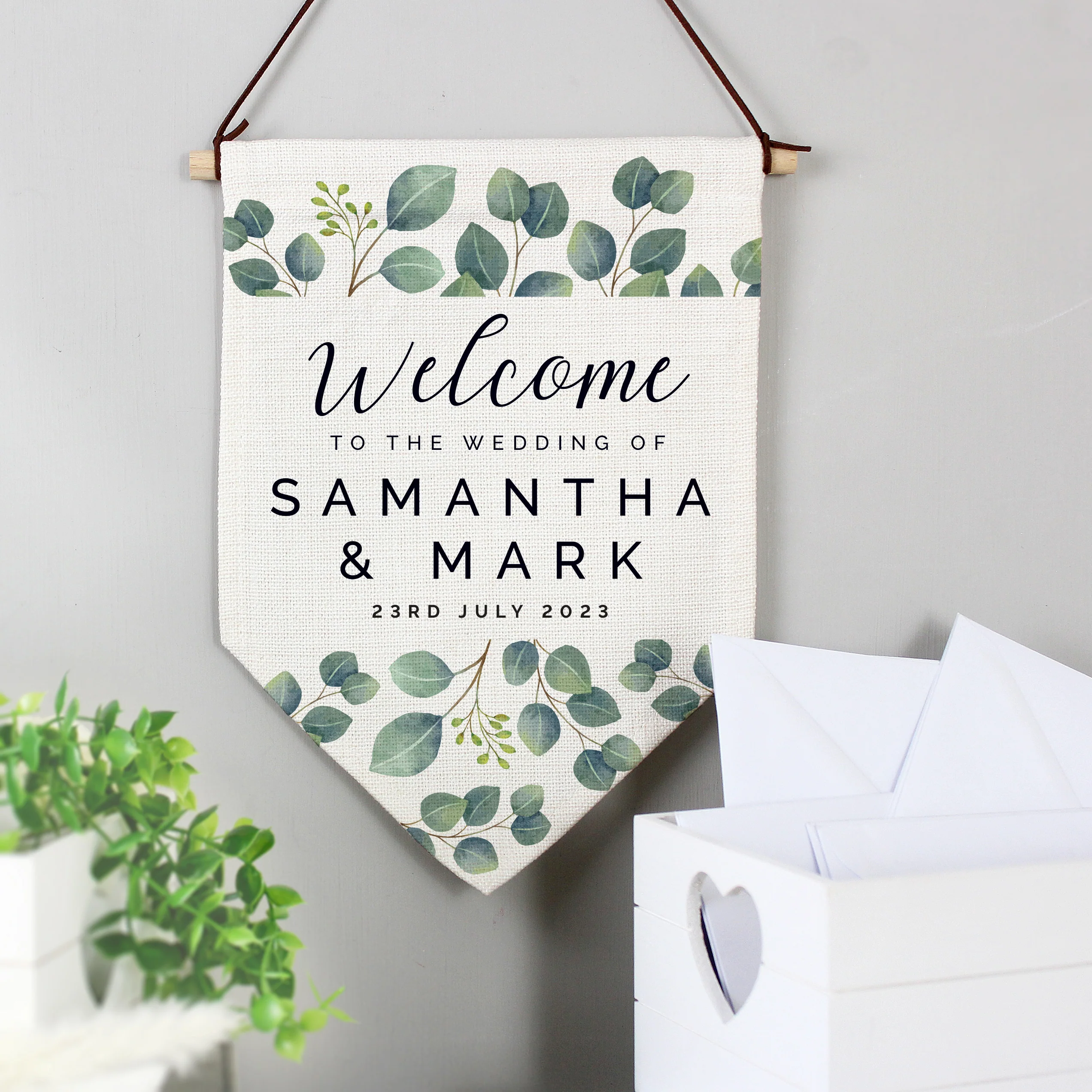 Personalised Botanical Wedding Hanging Banner - Image 2