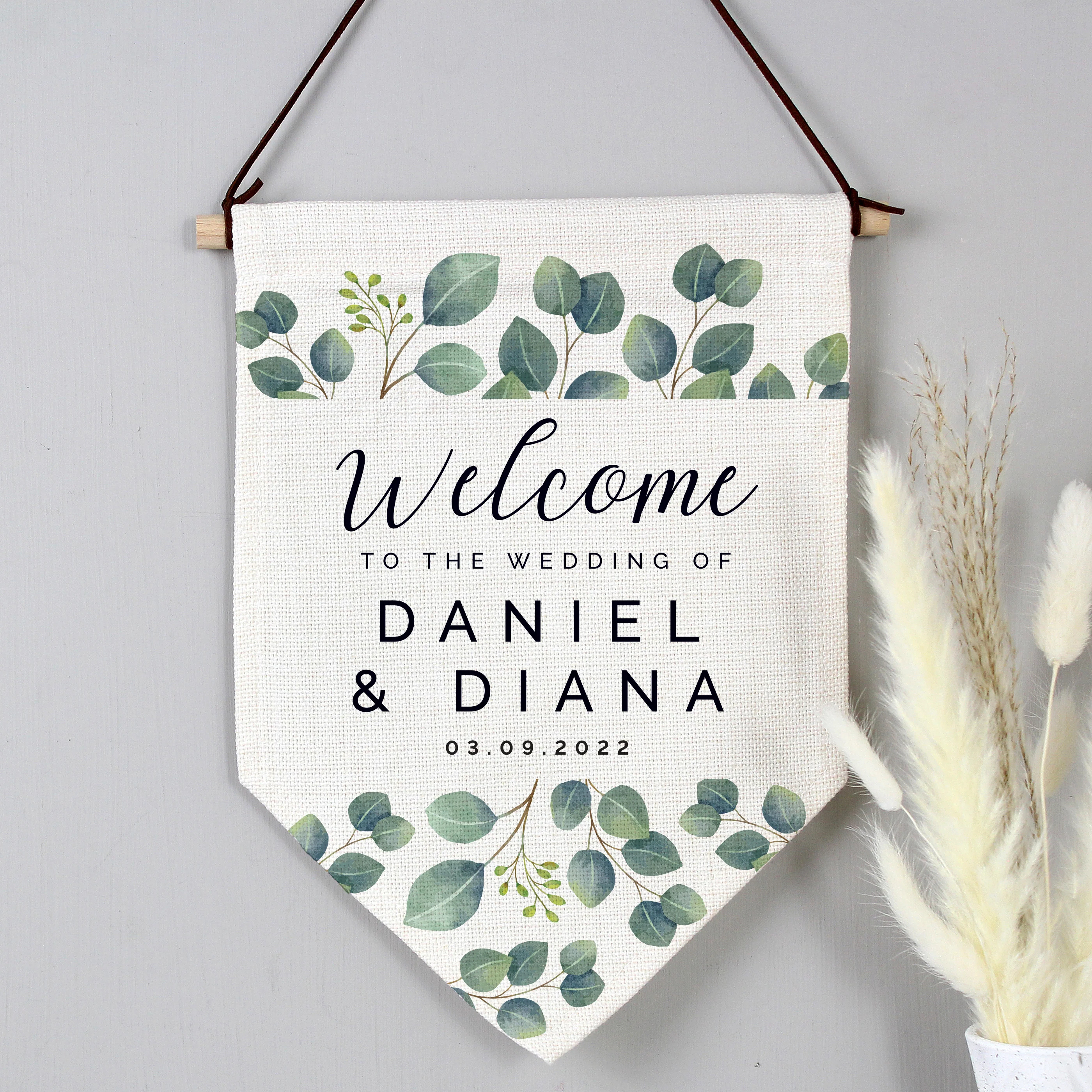 Personalised Botanical Wedding Hanging Banner - Image 3