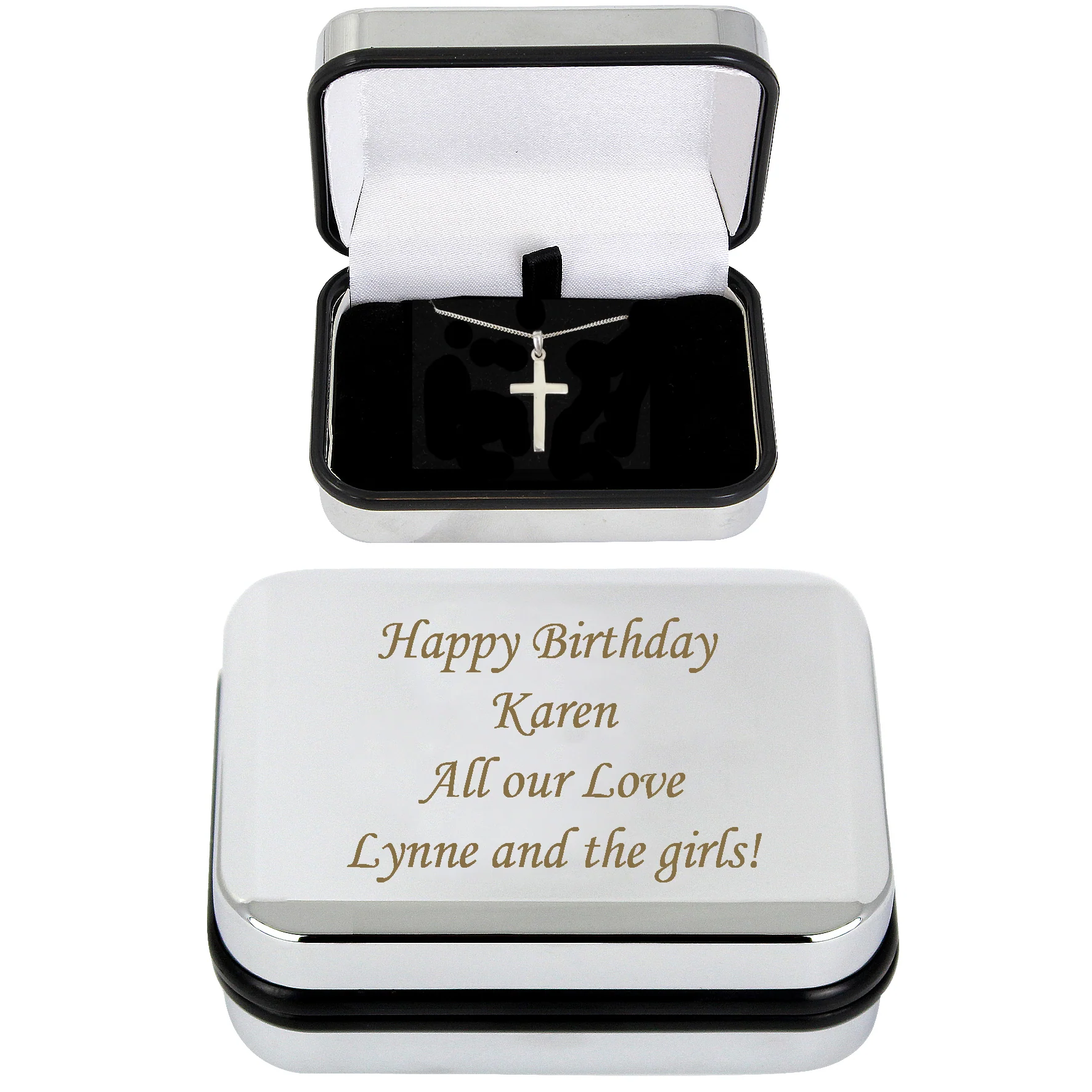 Personalised Box with Silver Cross Necklace - Image 4