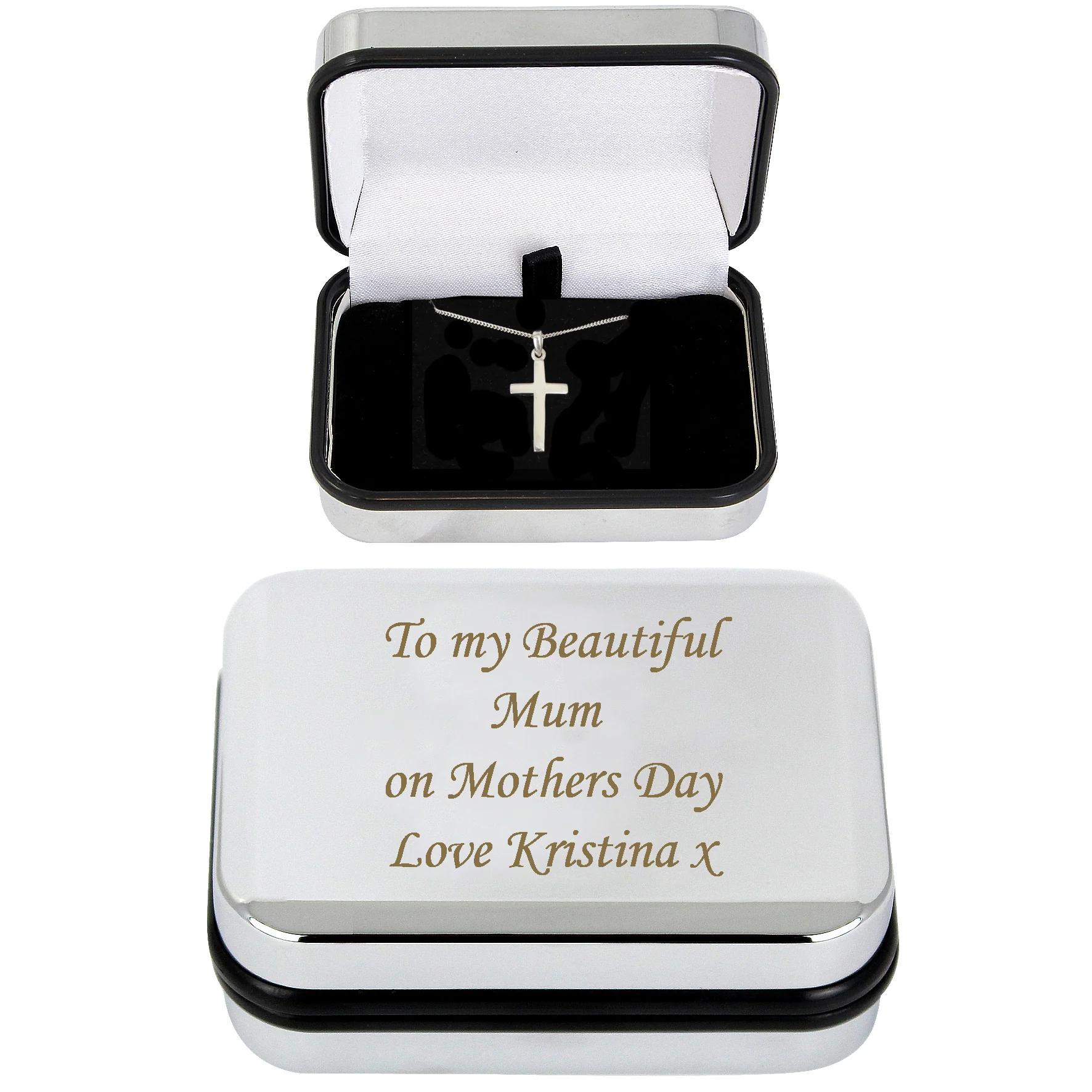 Personalised Box with Silver Cross Necklace - Image 5