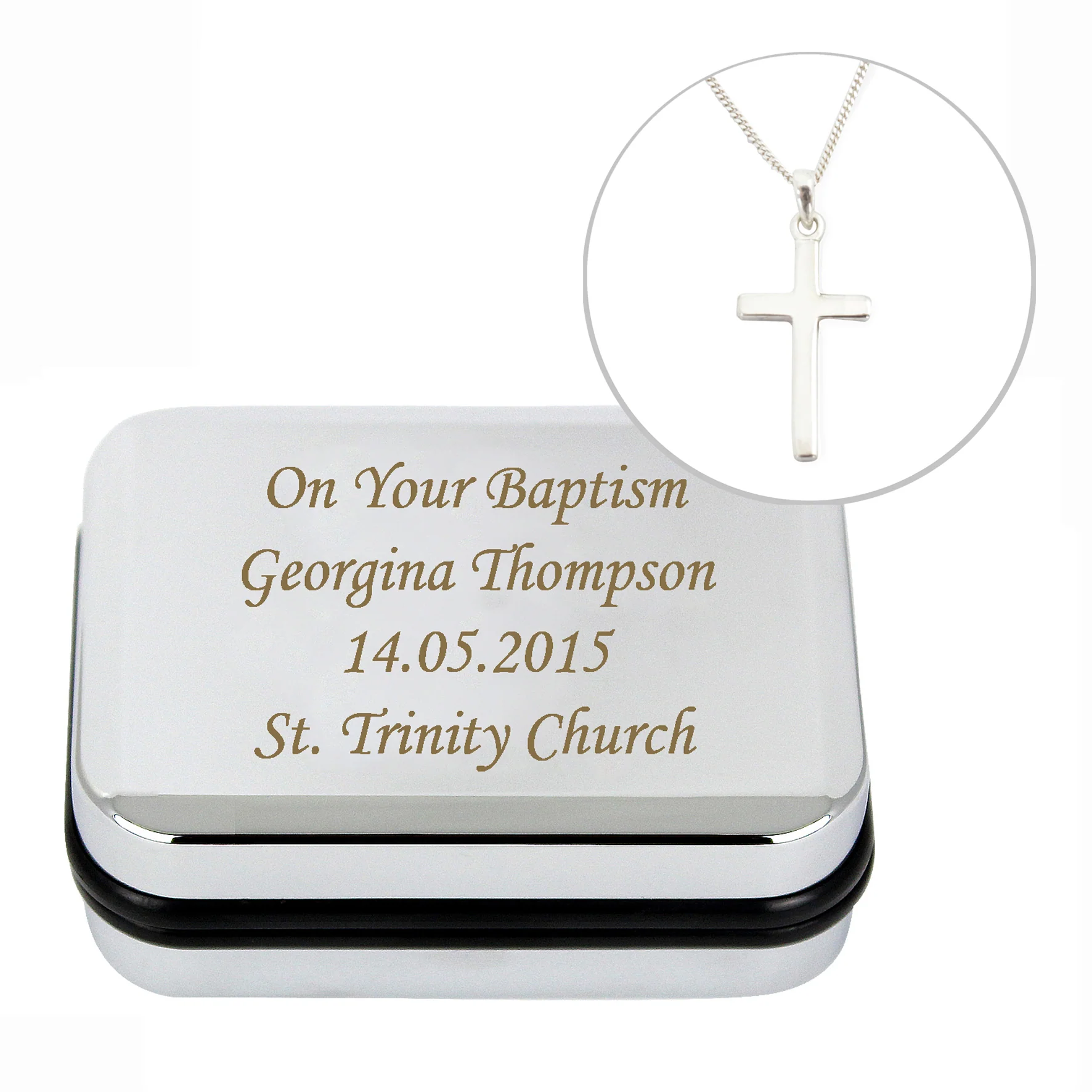 Personalised Box with Silver Cross Necklace - Image 7