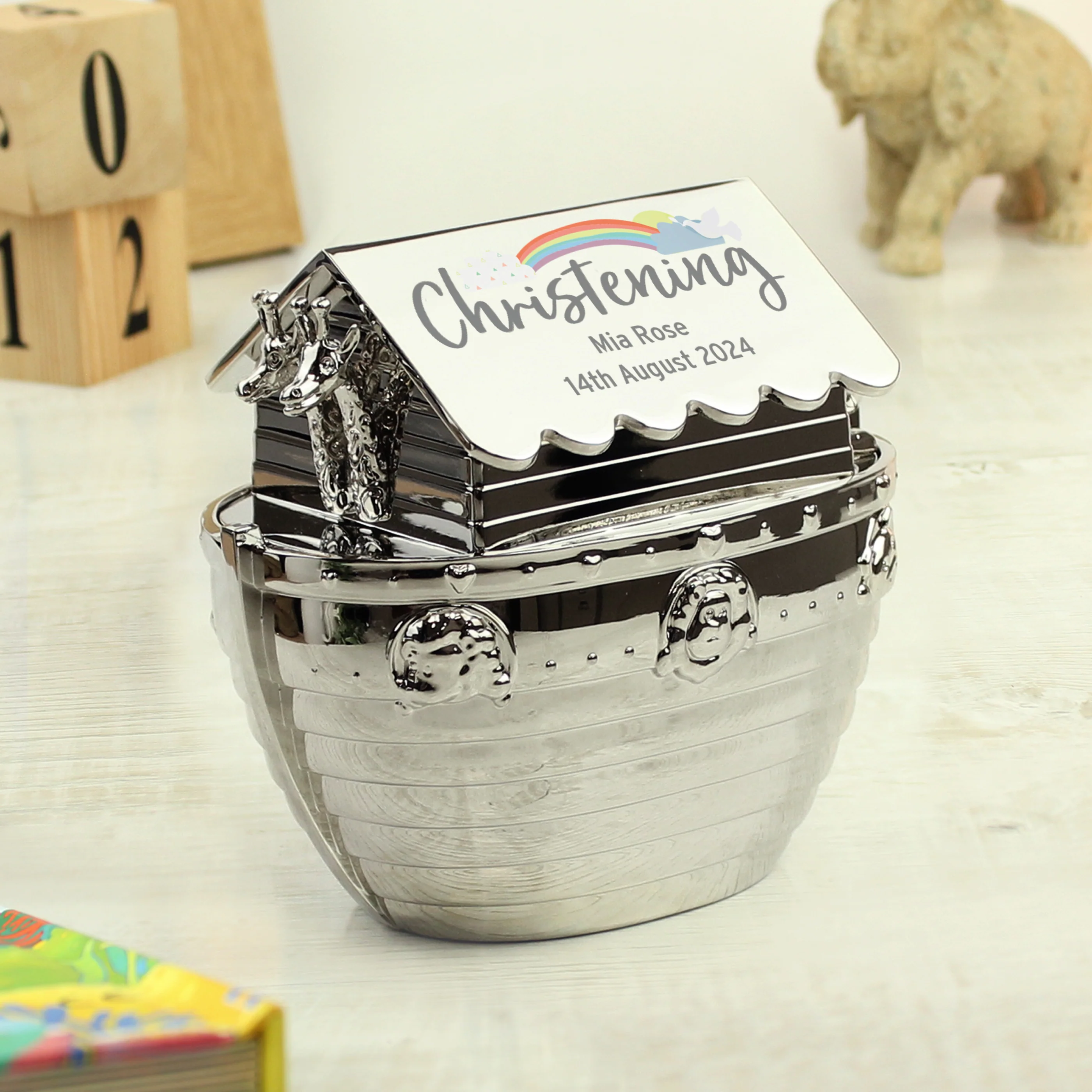 Personalised Christening Noahs Ark Money Box - Image 4