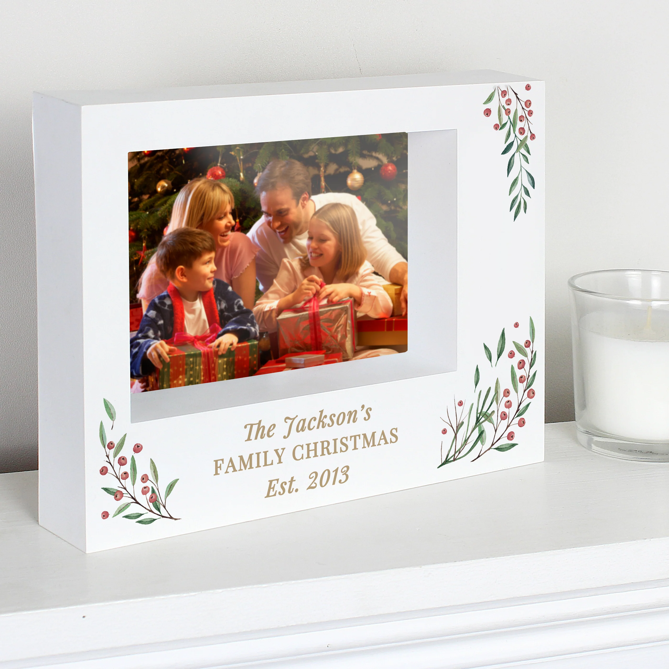 Personalised Christmas Foliage 5x7 Box Photo Frame - Image 2
