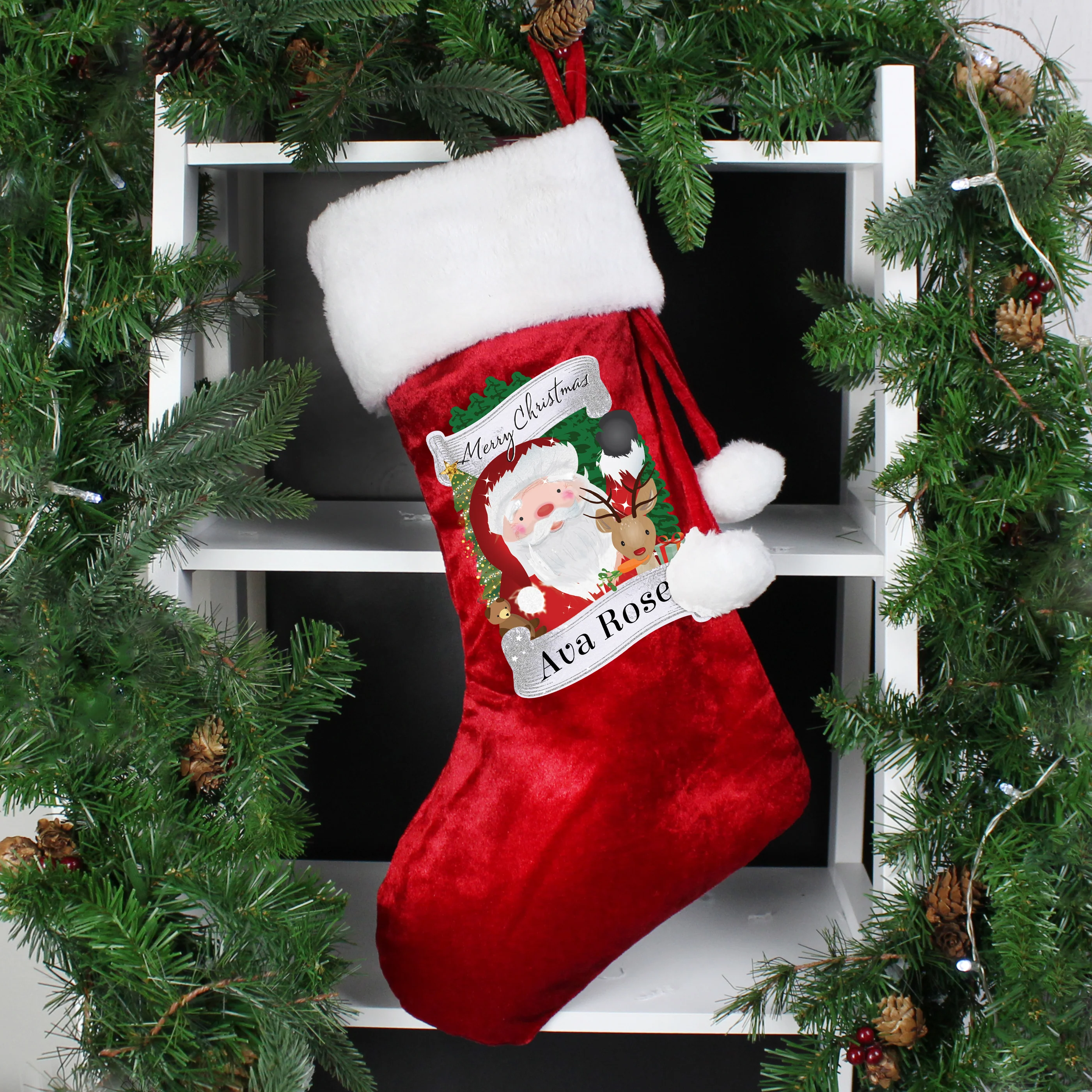 Personalised Christmas Santa Red Stocking - Image 4