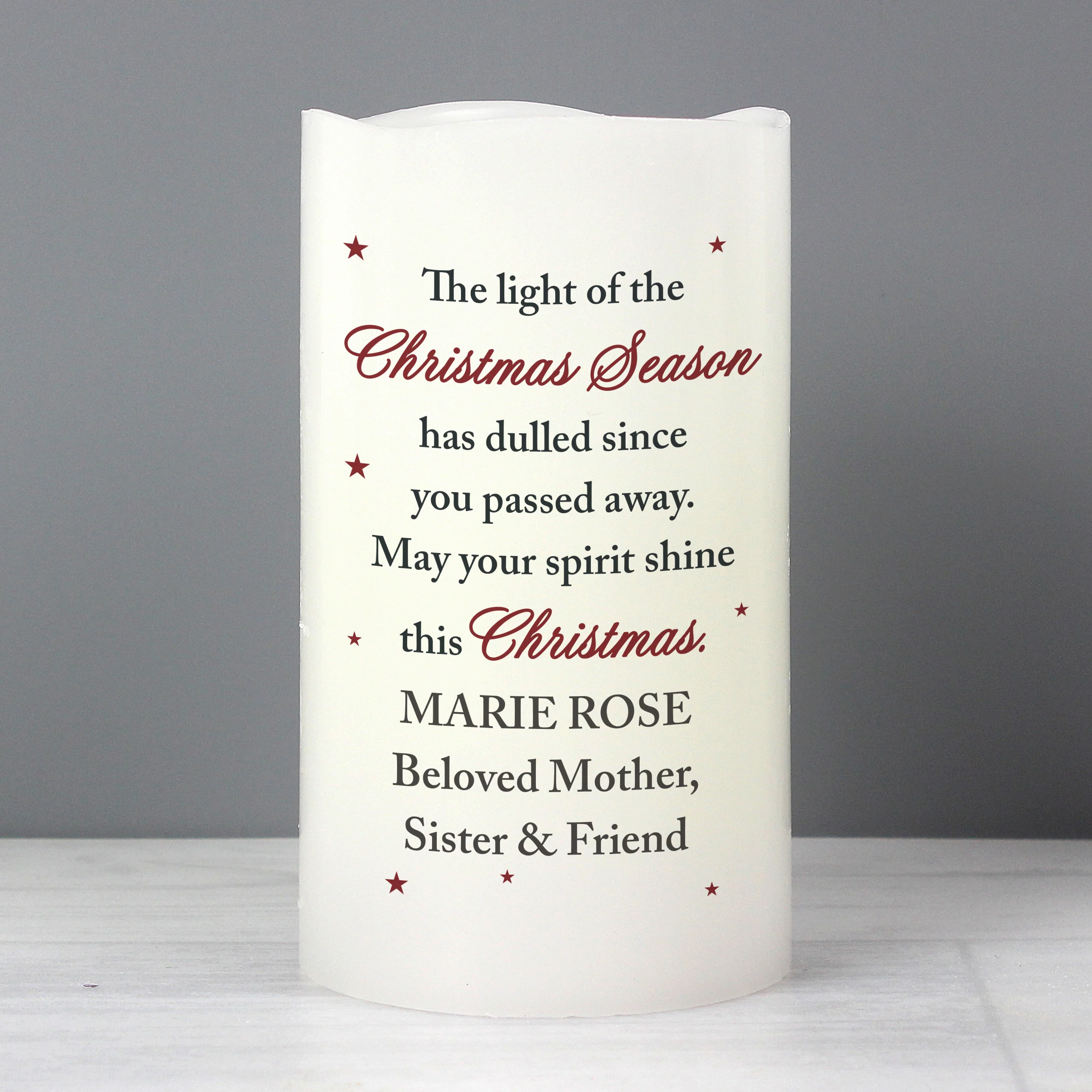 Personalised Christmas Season Memorial LED Candle - Image 2