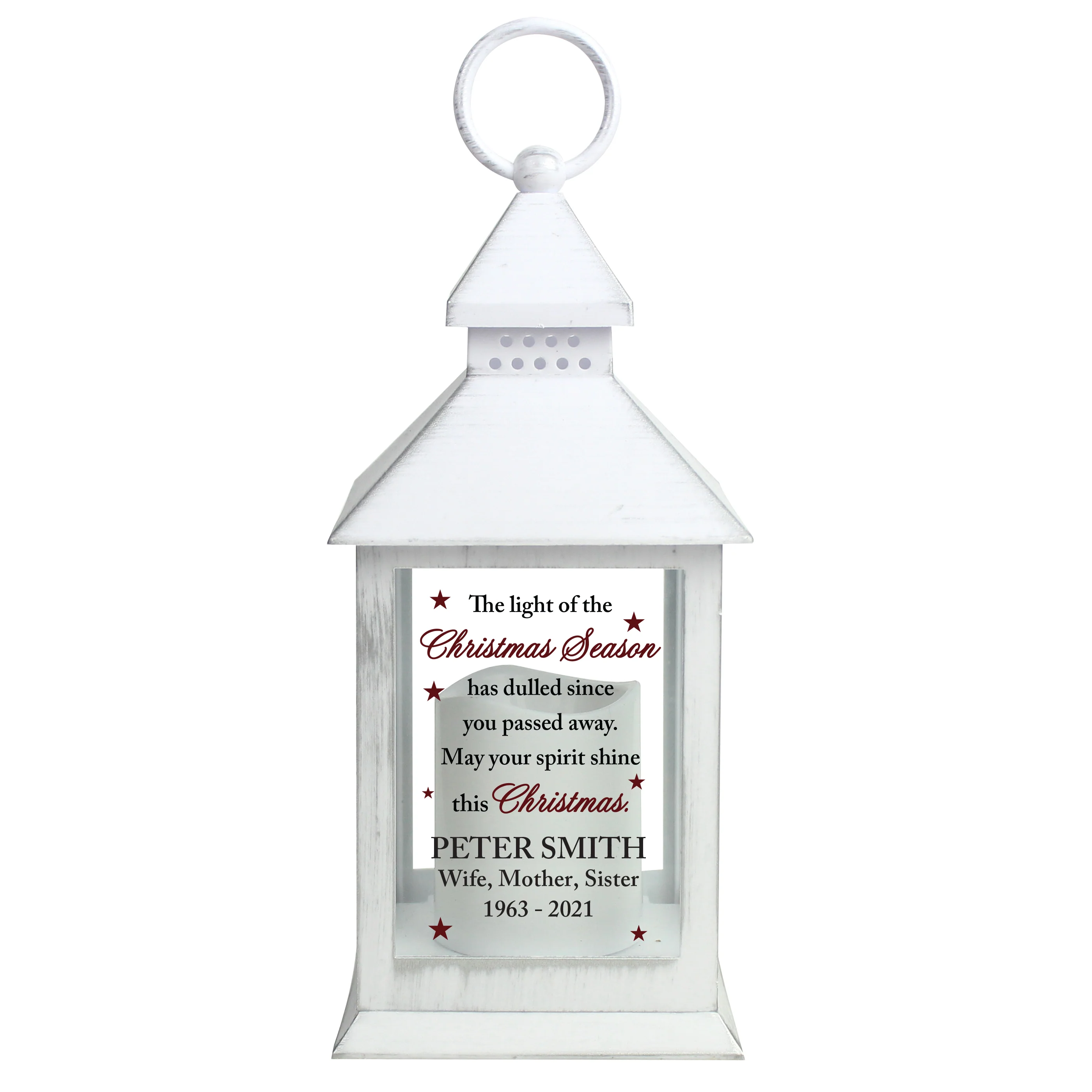 Personalised Christmas Season Memorial White Lantern - Image 5