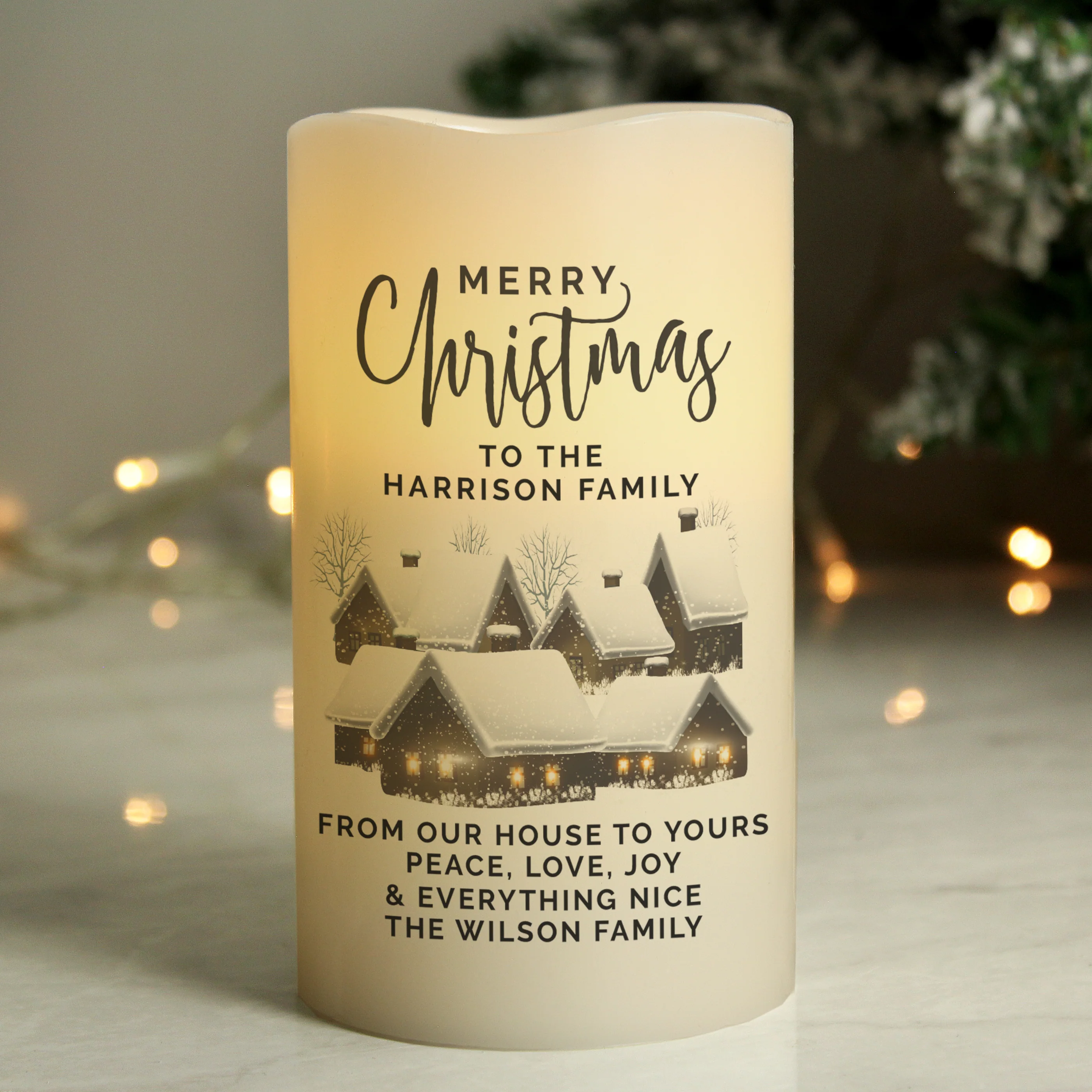 Personalised Christmas Town LED Candle - Image 3