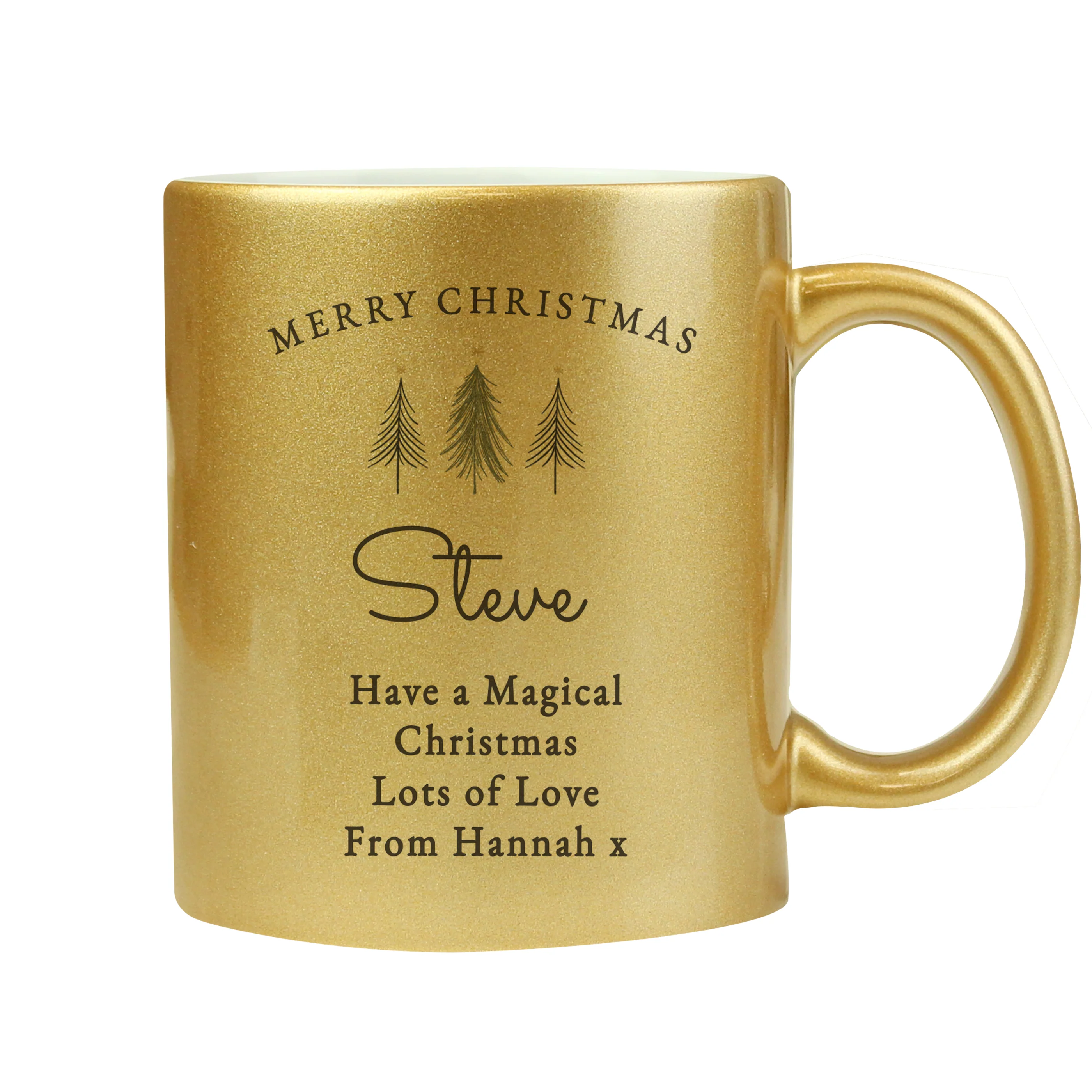 Personalised Christmas Tree Gold Glitter Mug - Image 5