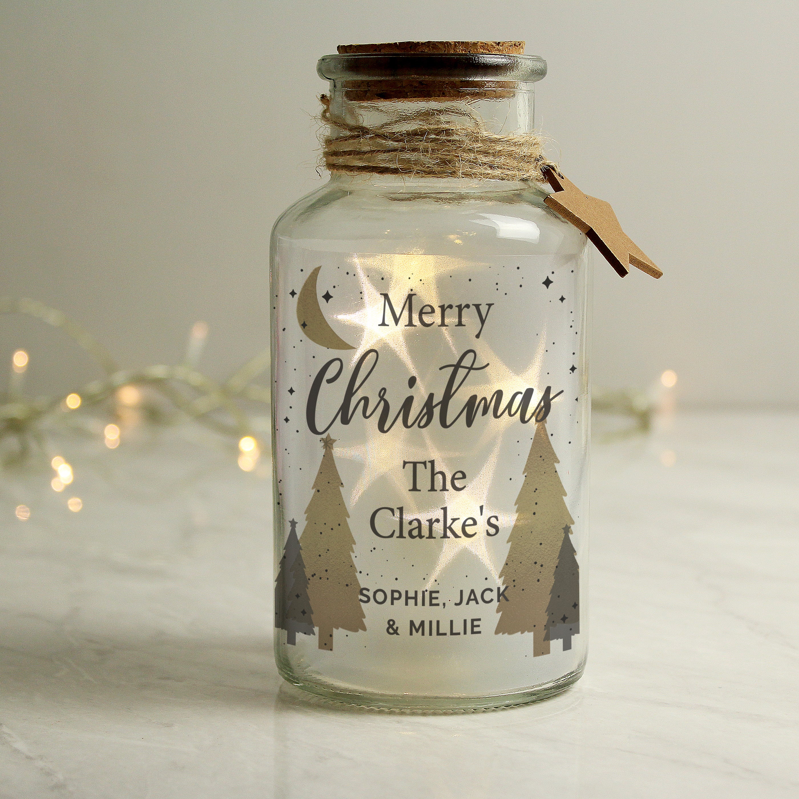 Personalised Christmas Tree LED Glass Jar - Image 6