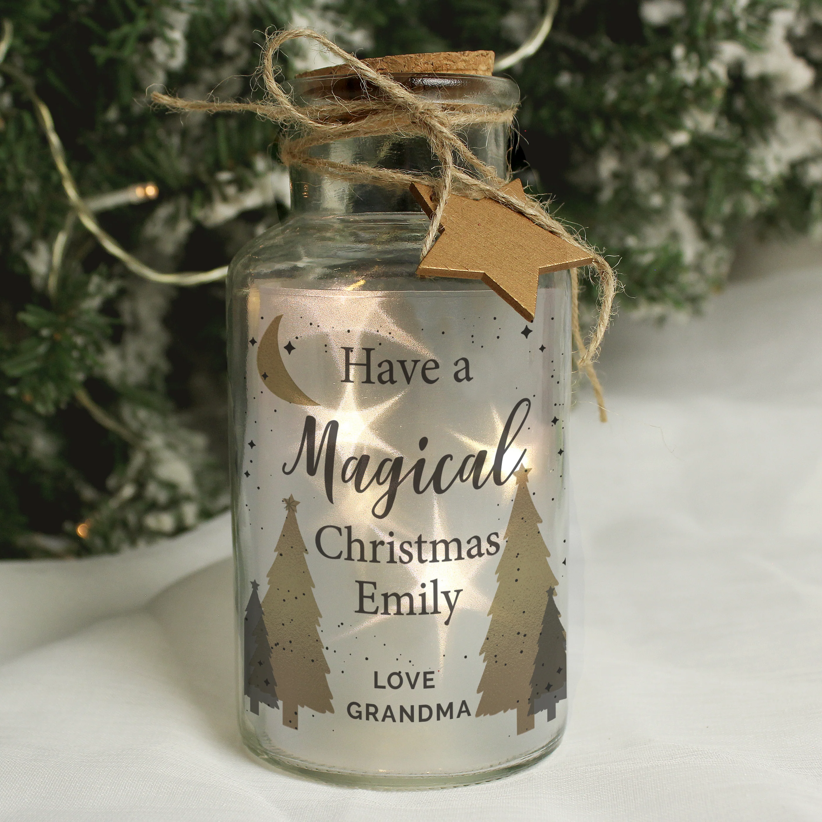 Personalised Christmas Tree LED Glass Jar - Image 7