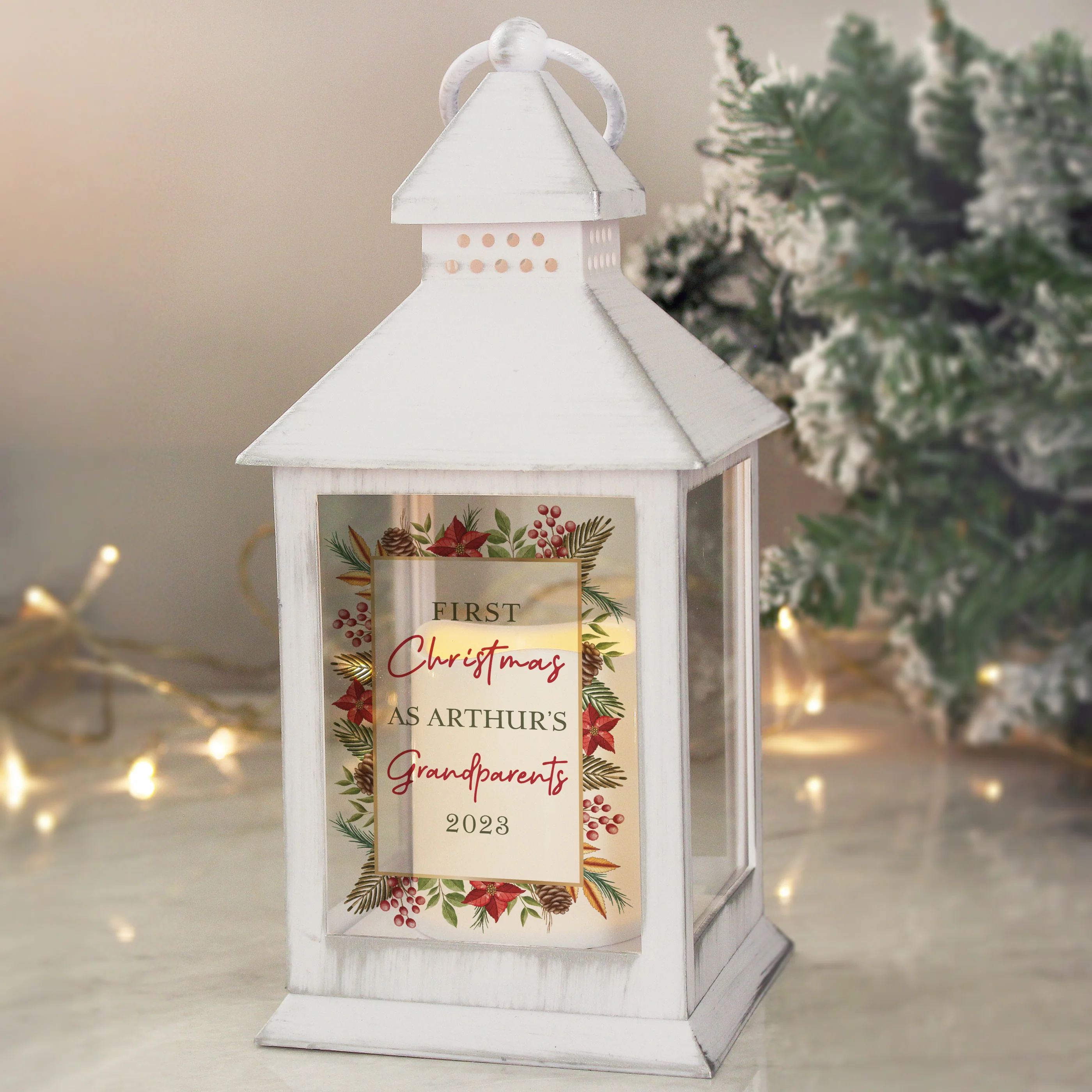 Personalised Christmas White LED Lantern - Image 3