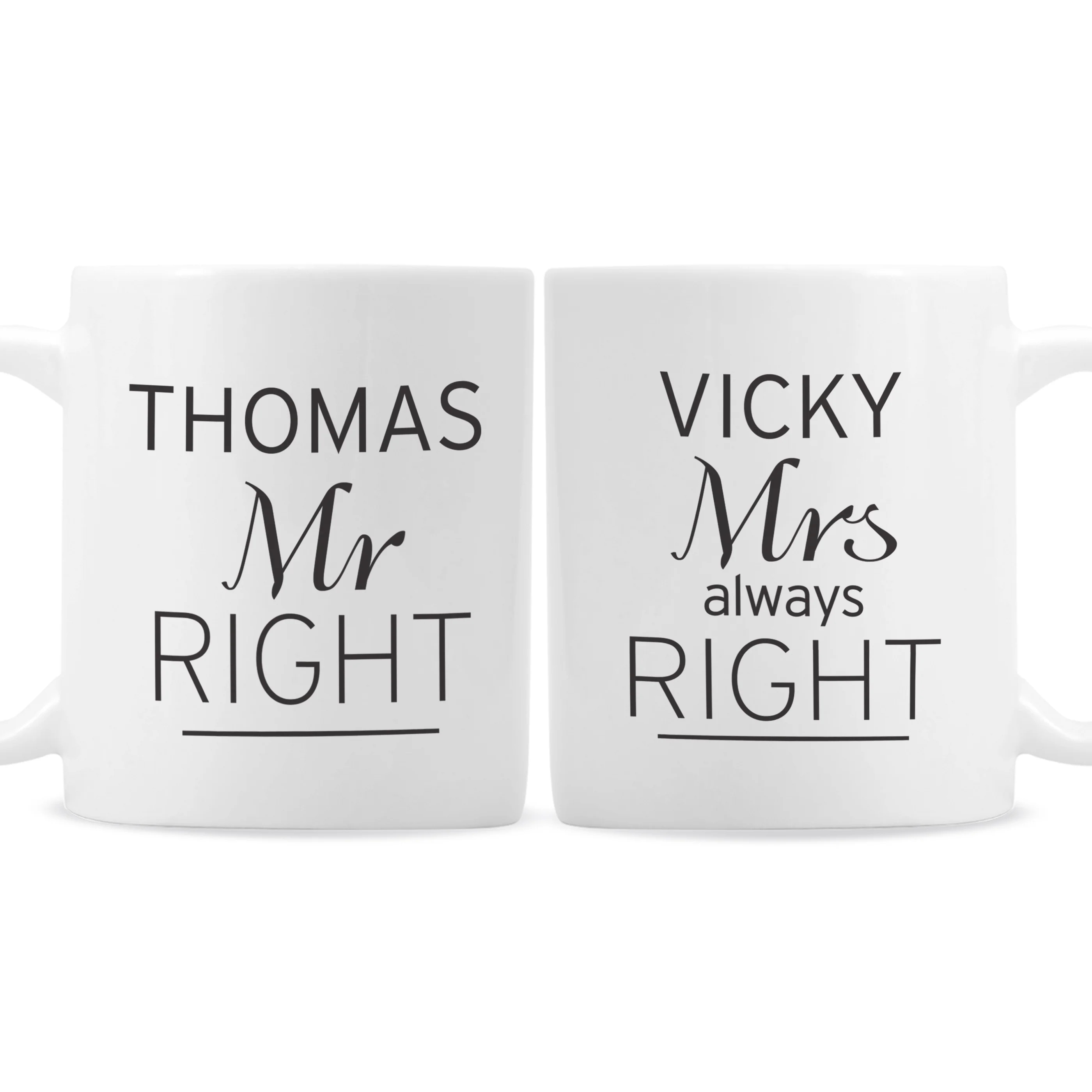 Personalised Classic Mr Right/Mrs Always Right Mug Set - Image 2