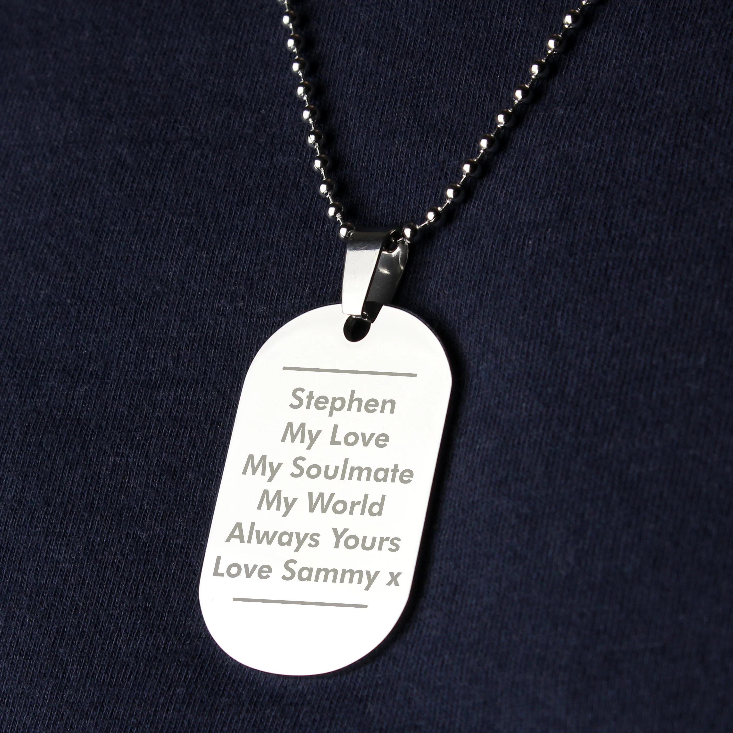 Personalised Classic Stainless Steel Dog Tag Necklace - Image 3