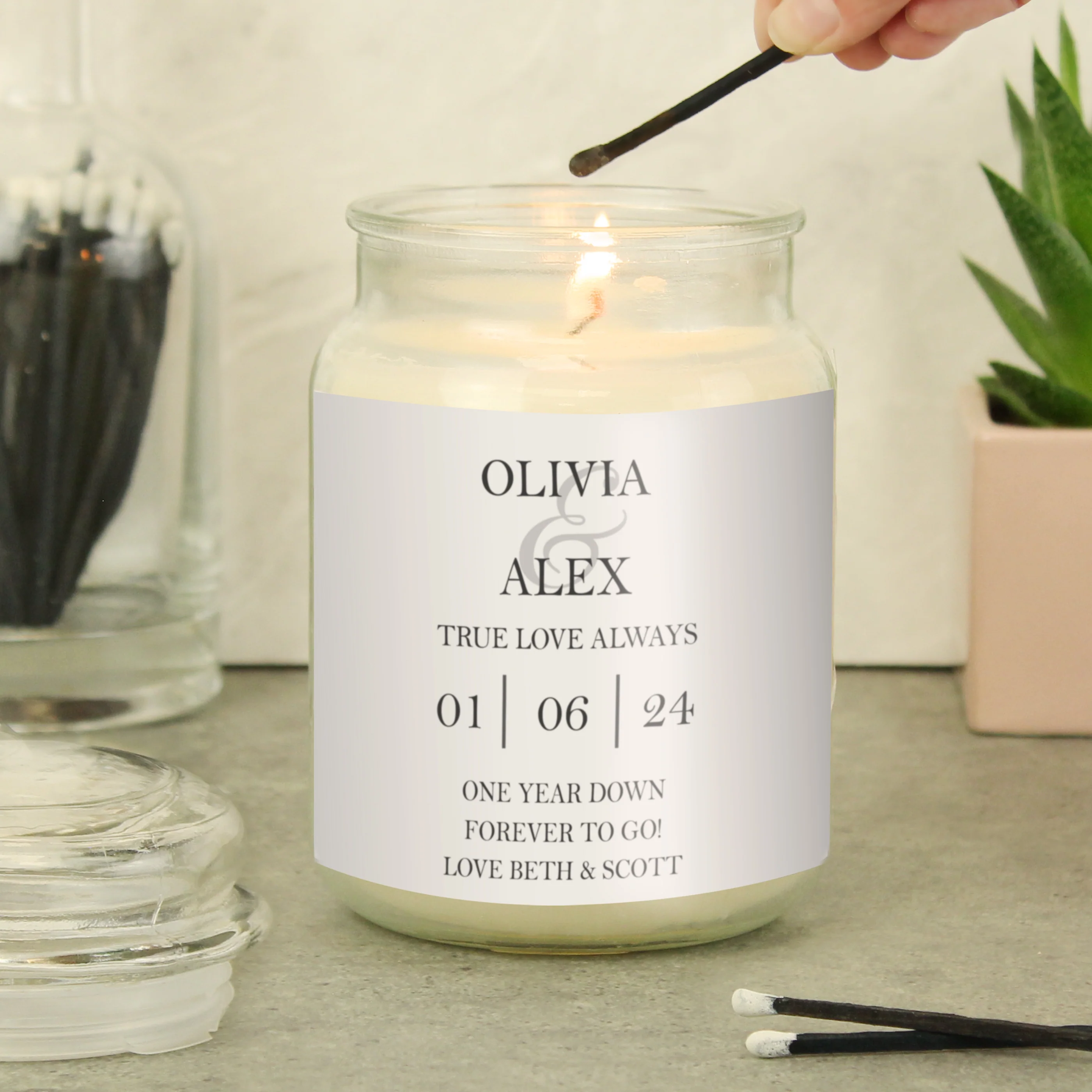 Personalised Couples Large Scented Jar Candle - Image 2
