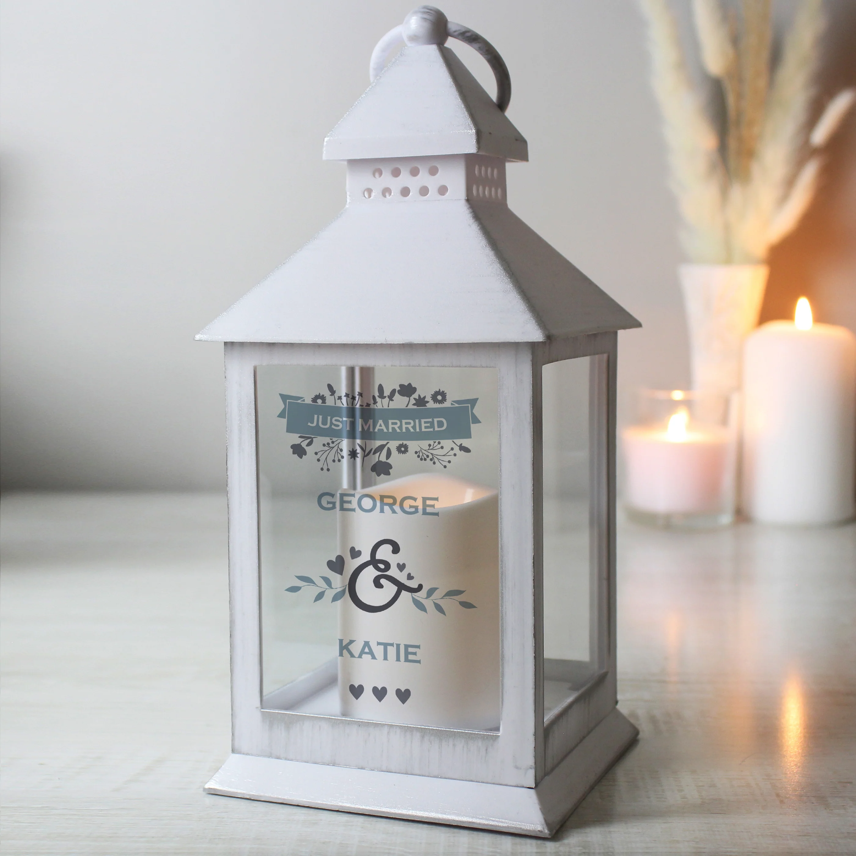 Personalised Couples Special Date White Lantern - Image 3