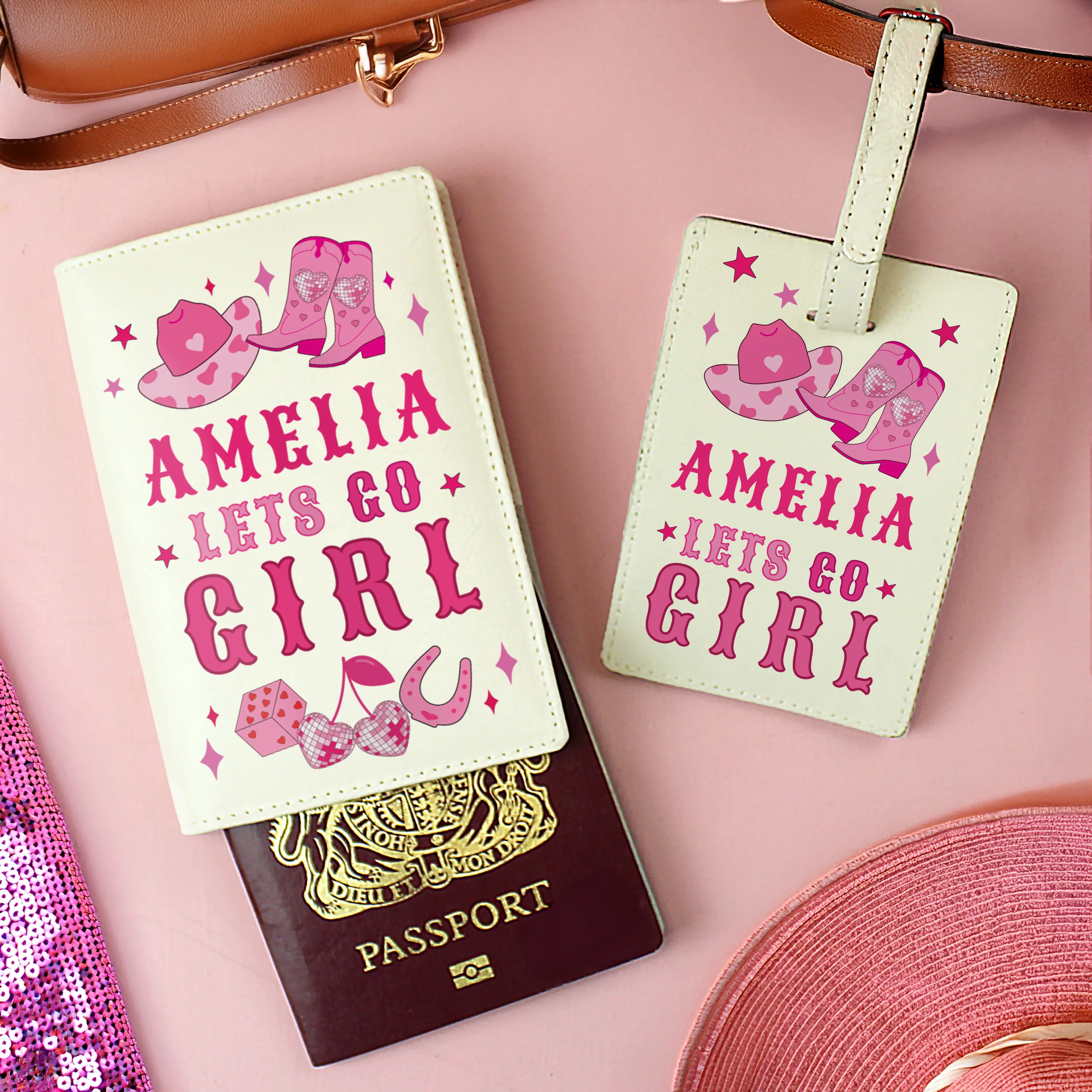 Personalised Cowgirl Luggage Tag & Passport Holder - Image 2