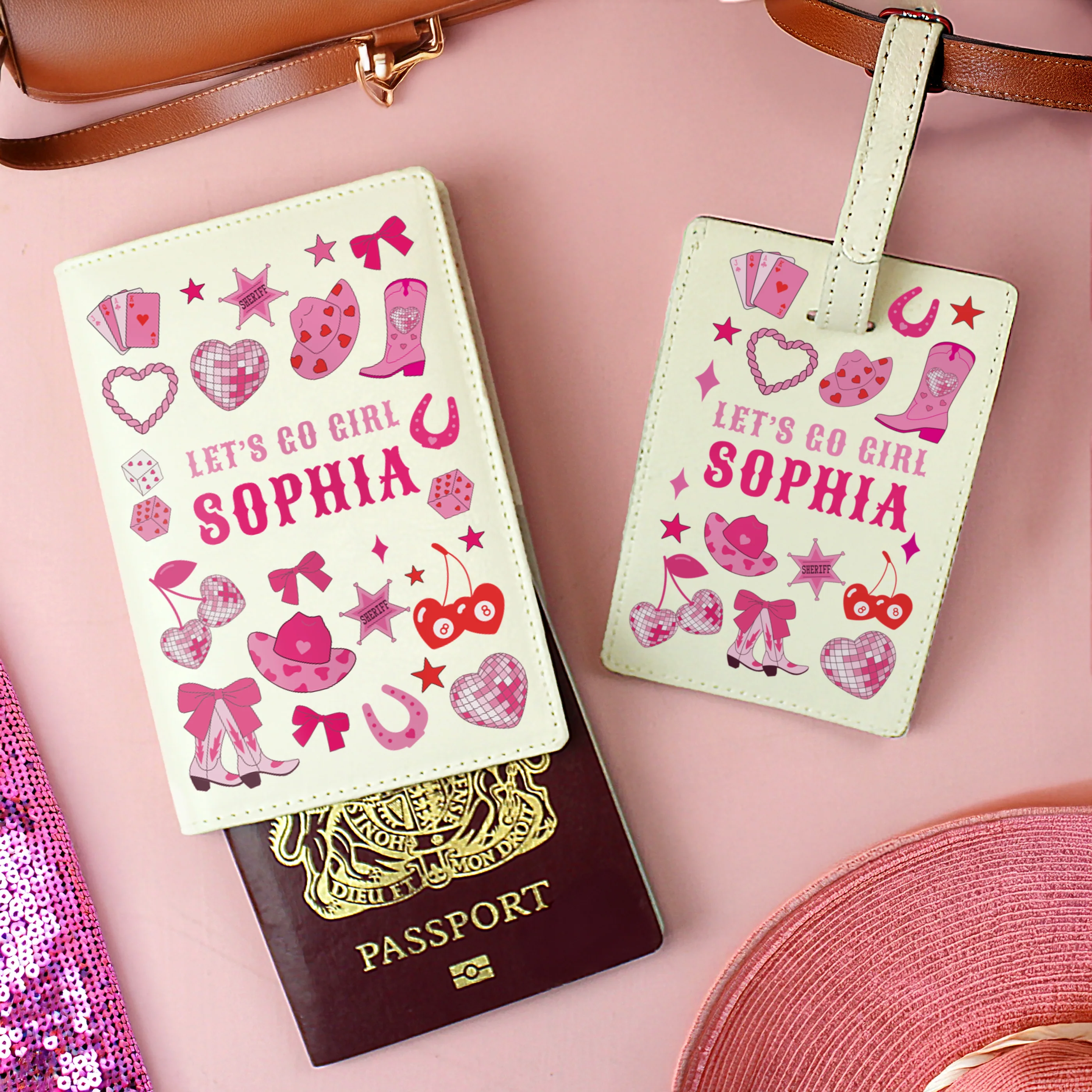 Personalised Cowgirl Passport Holder & Luggage Tag - Image 2