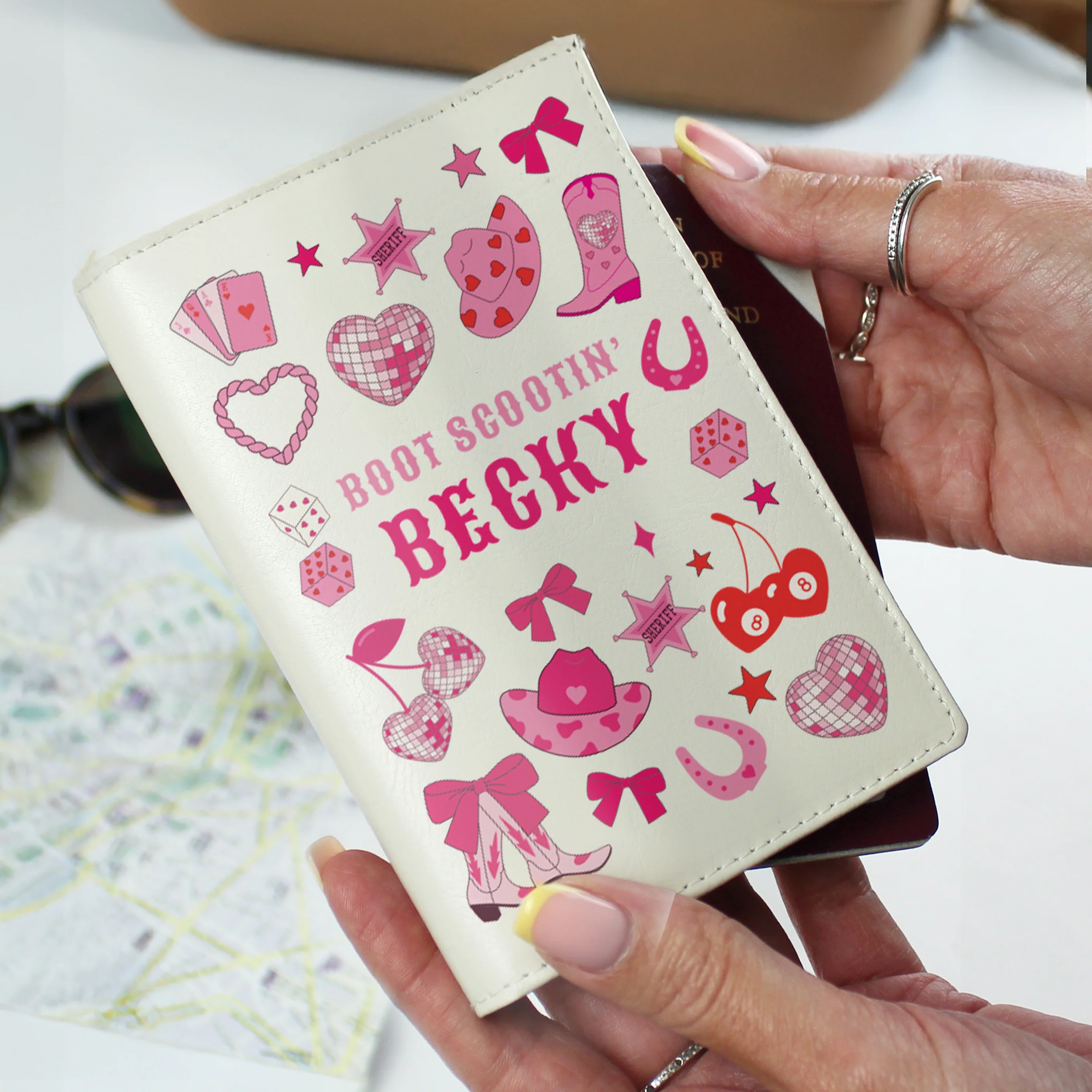 Personalised Cowgirl Passport Holder & Luggage Tag - Image 3