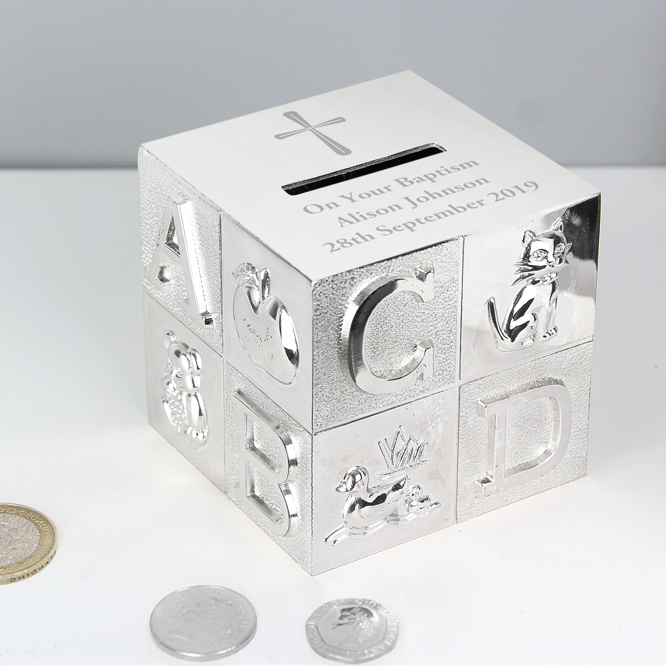 Personalised Cross ABC Money Box - Image 5