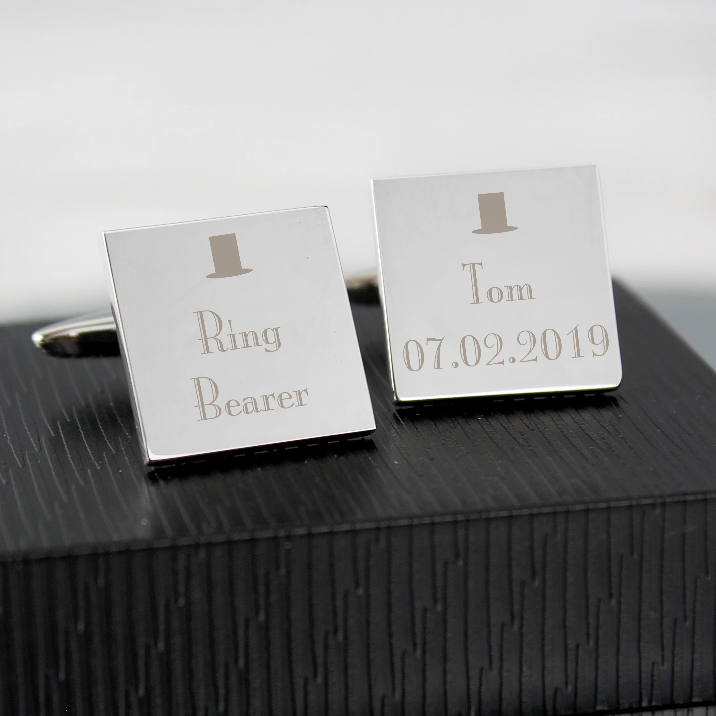 Personalised Decorative Wedding Any Role Square Cufflinks - Image 4