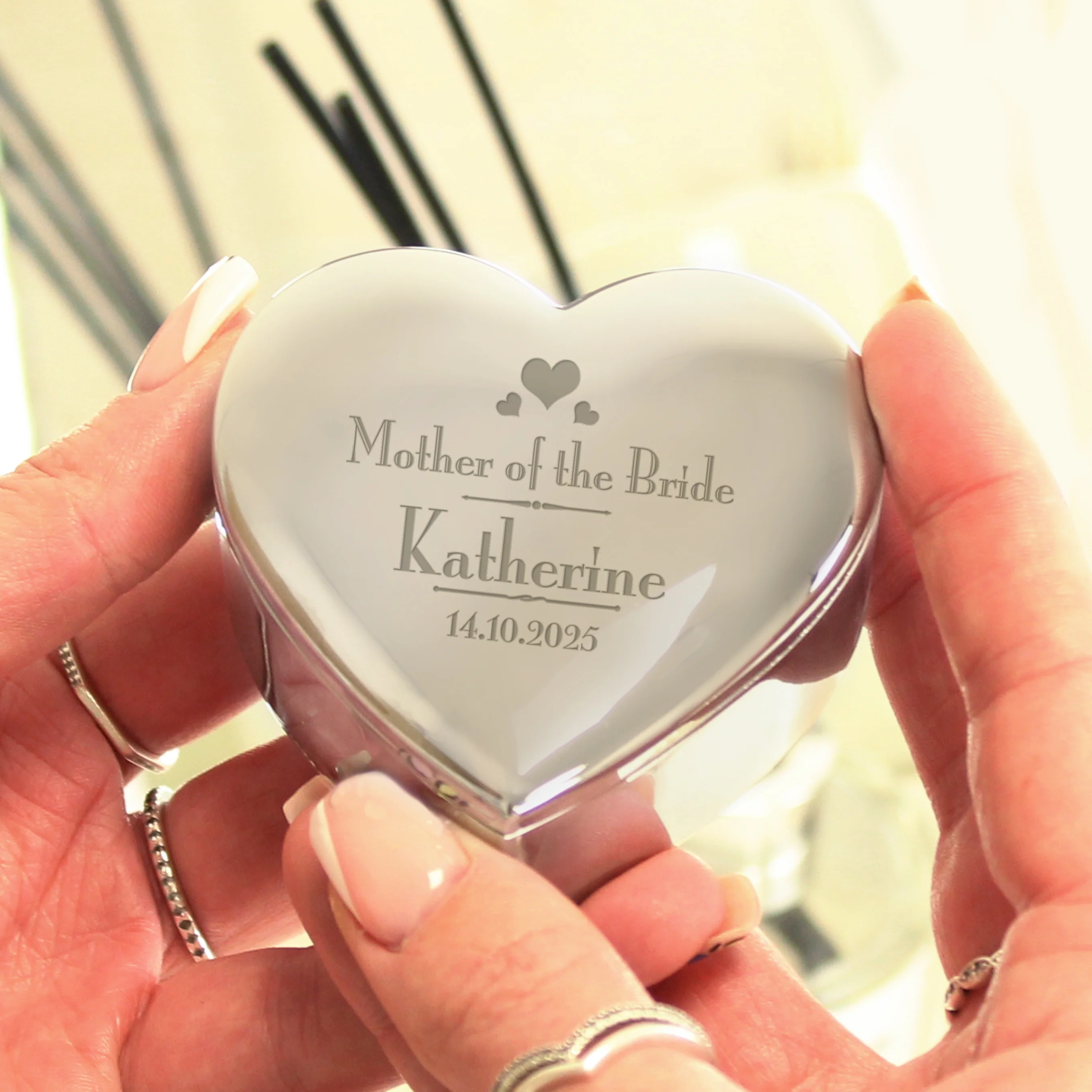 Personalised Decorative Wedding Mother of the Bride Heart Trinket Box - Image 2