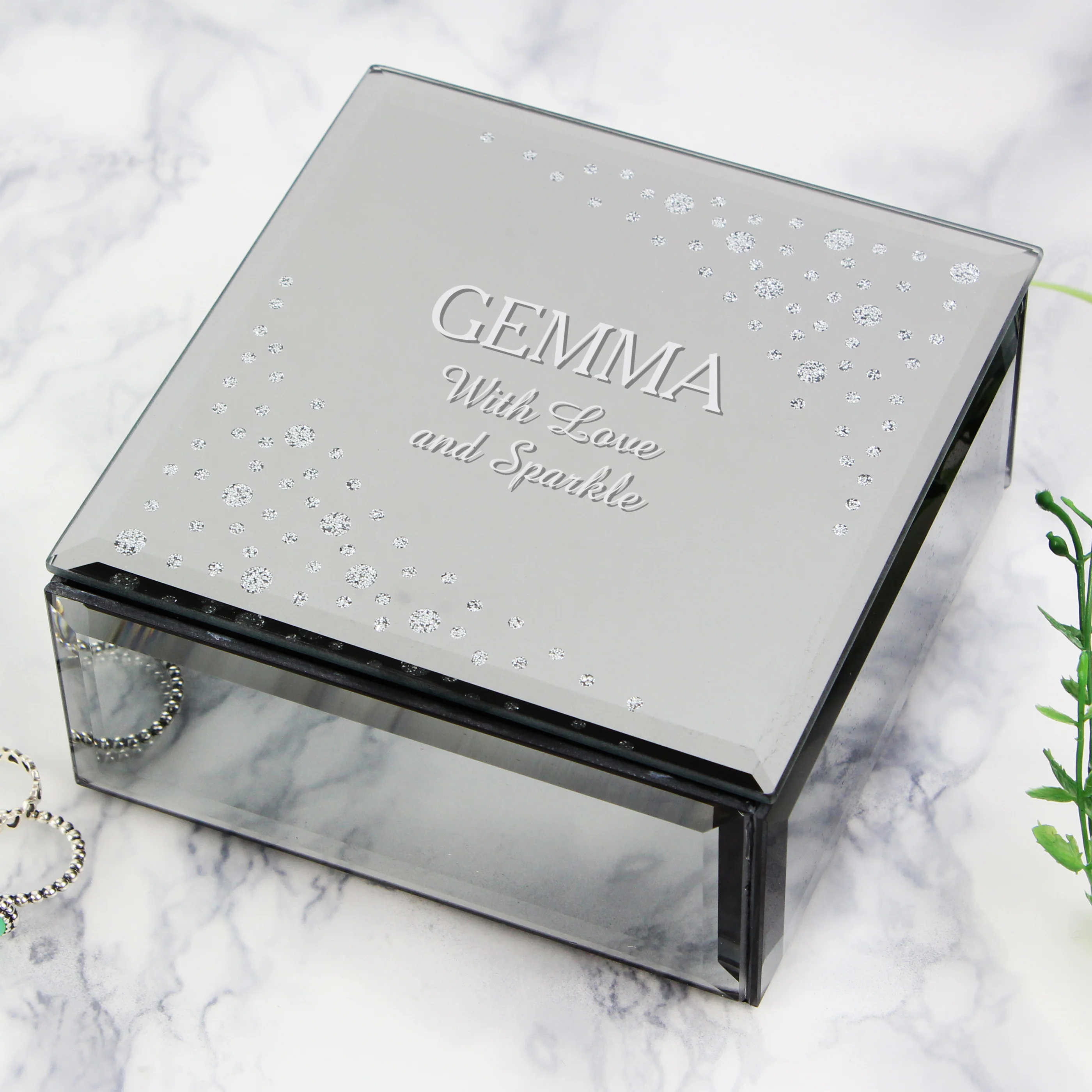 Personalised Diamante Name & Message Glass Trinket Box - Image 3