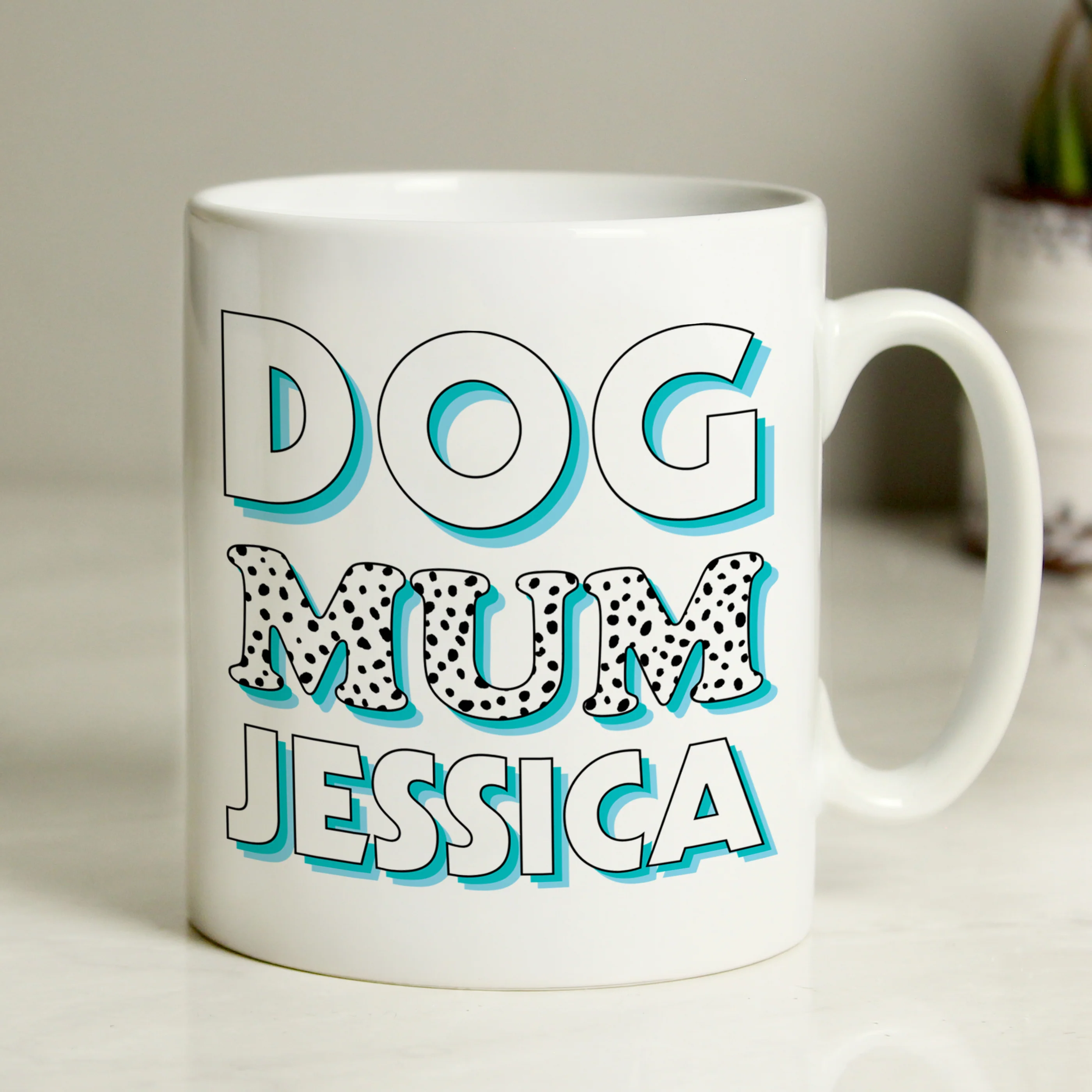Personalised Dog Mum Blue Spots Mug - Image 4