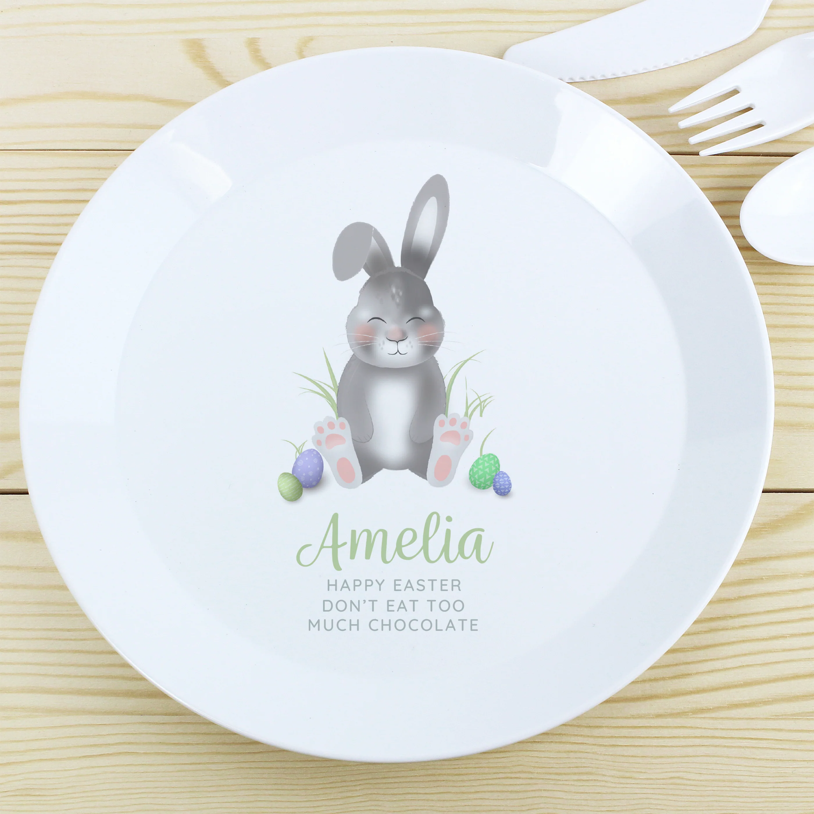 Personalised Easter Bunny Plastic Plate - Image 2