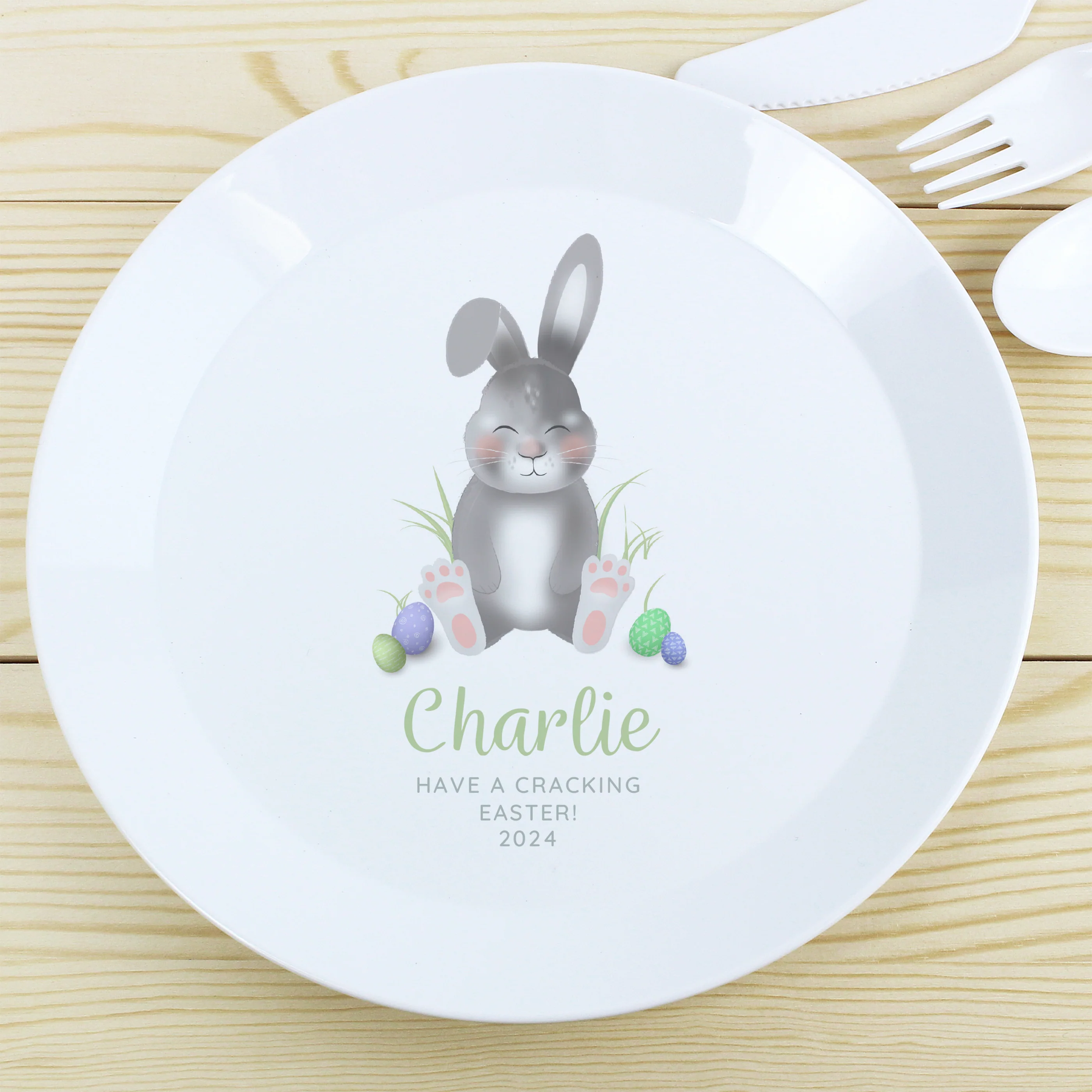 Personalised Easter Bunny Plastic Plate - Image 4