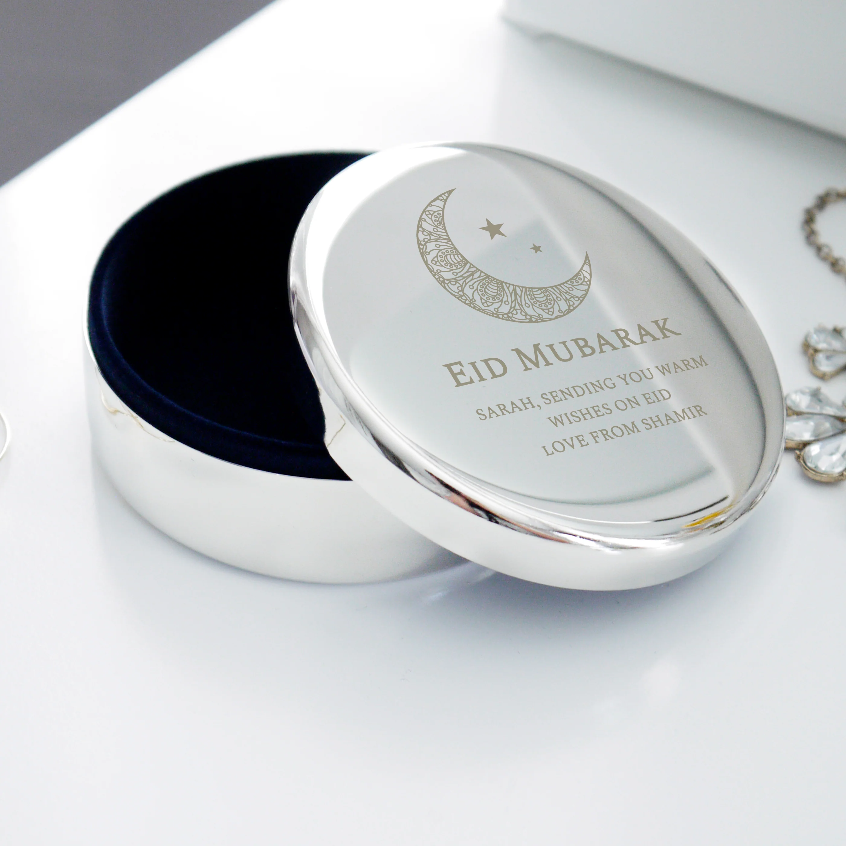 Personalised Eid and Ramadan Round Trinket Box - Image 2