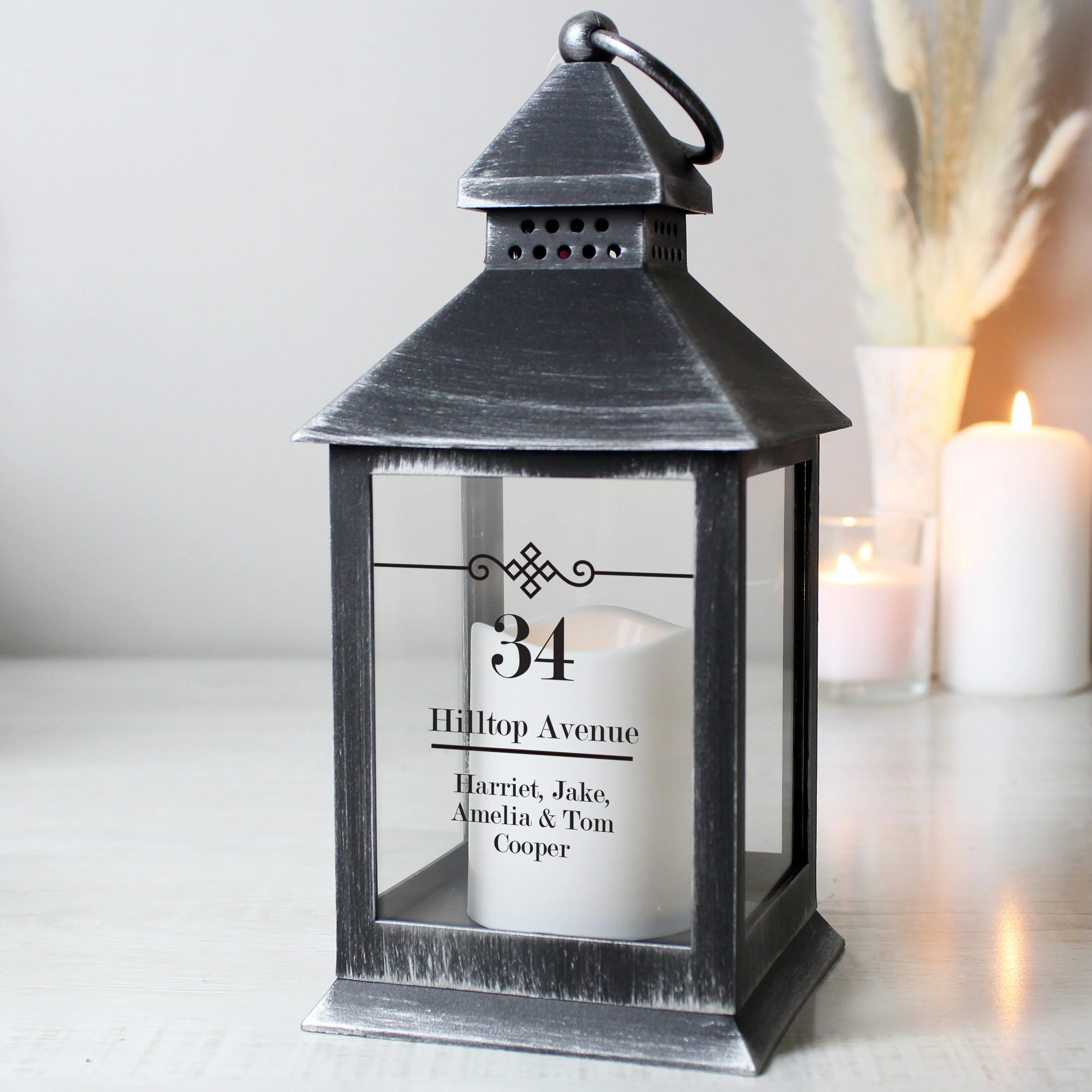 Personalised Elegant Diamond Rustic Black Lantern - Image 2