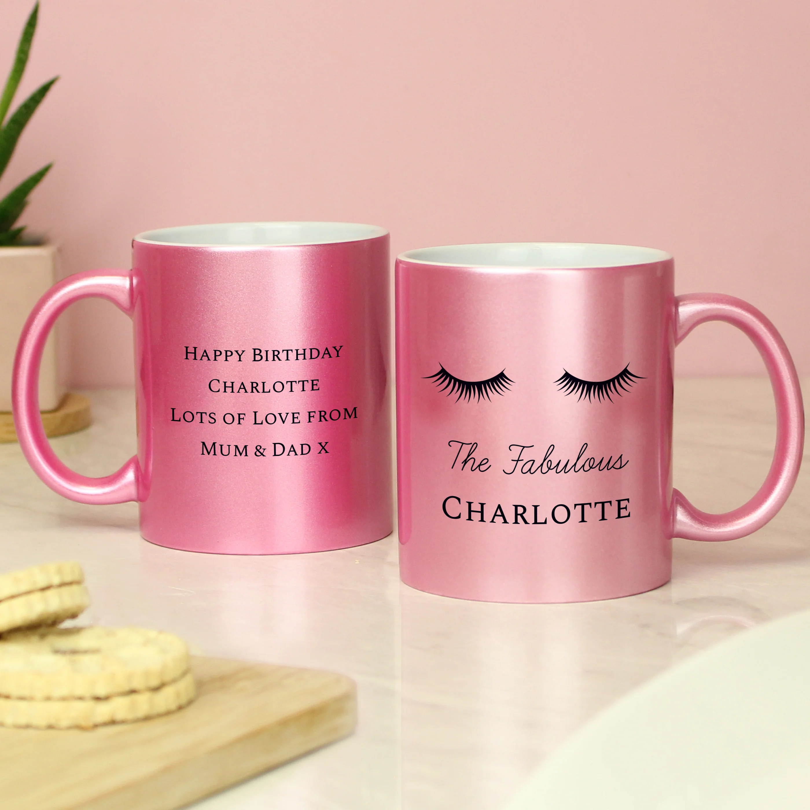 Personalised Eyelashes Pink Glitter Mug - Image 2