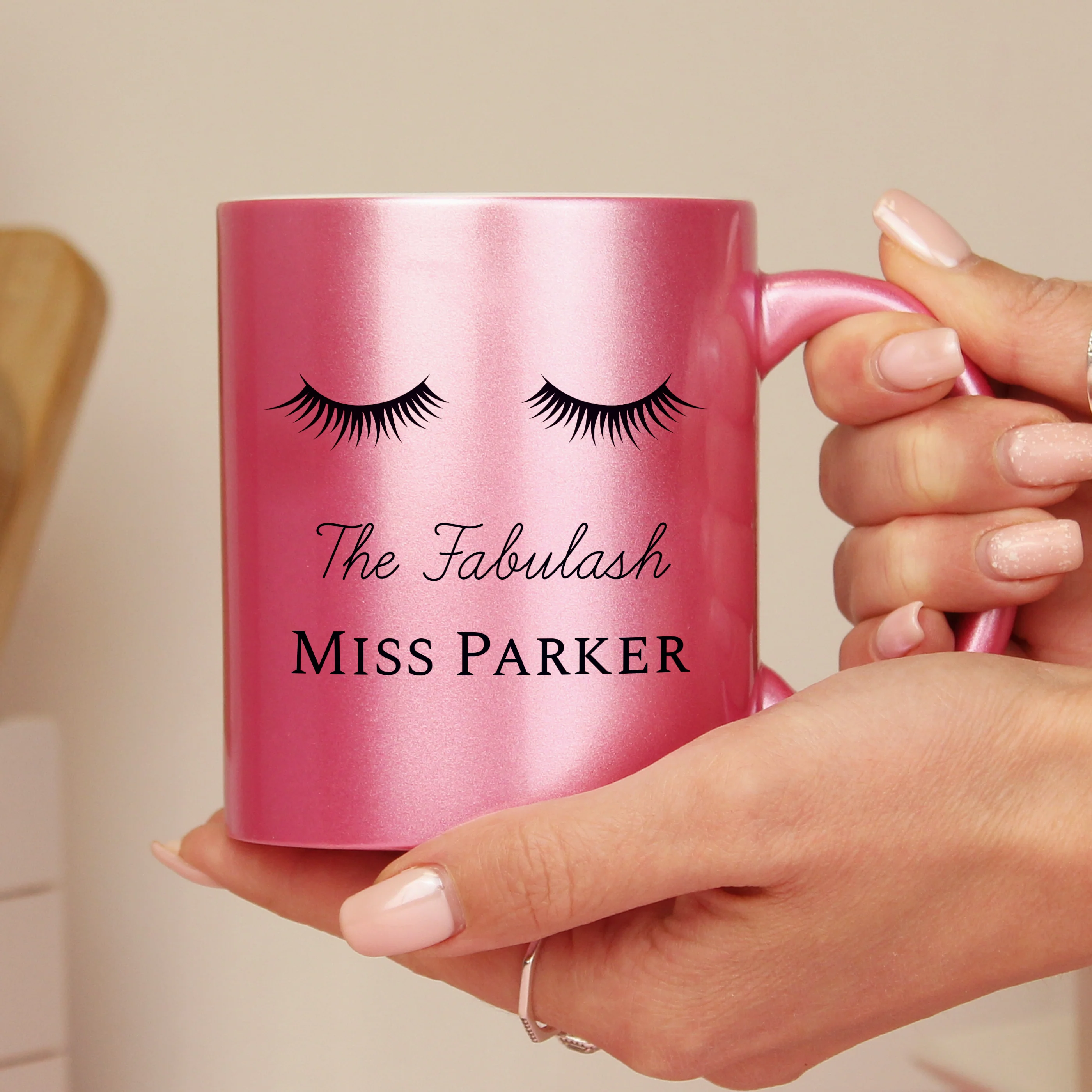 Personalised Eyelashes Pink Glitter Mug - Image 7
