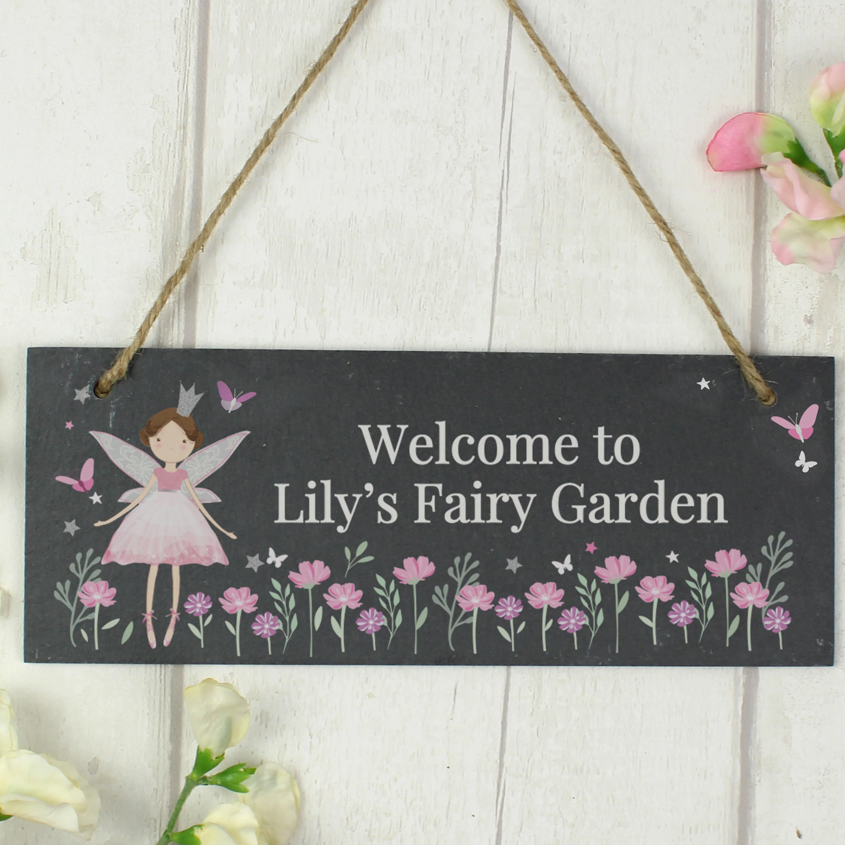 Personalised Fairy Princess Garden Hanging Slate Sign - Image 3