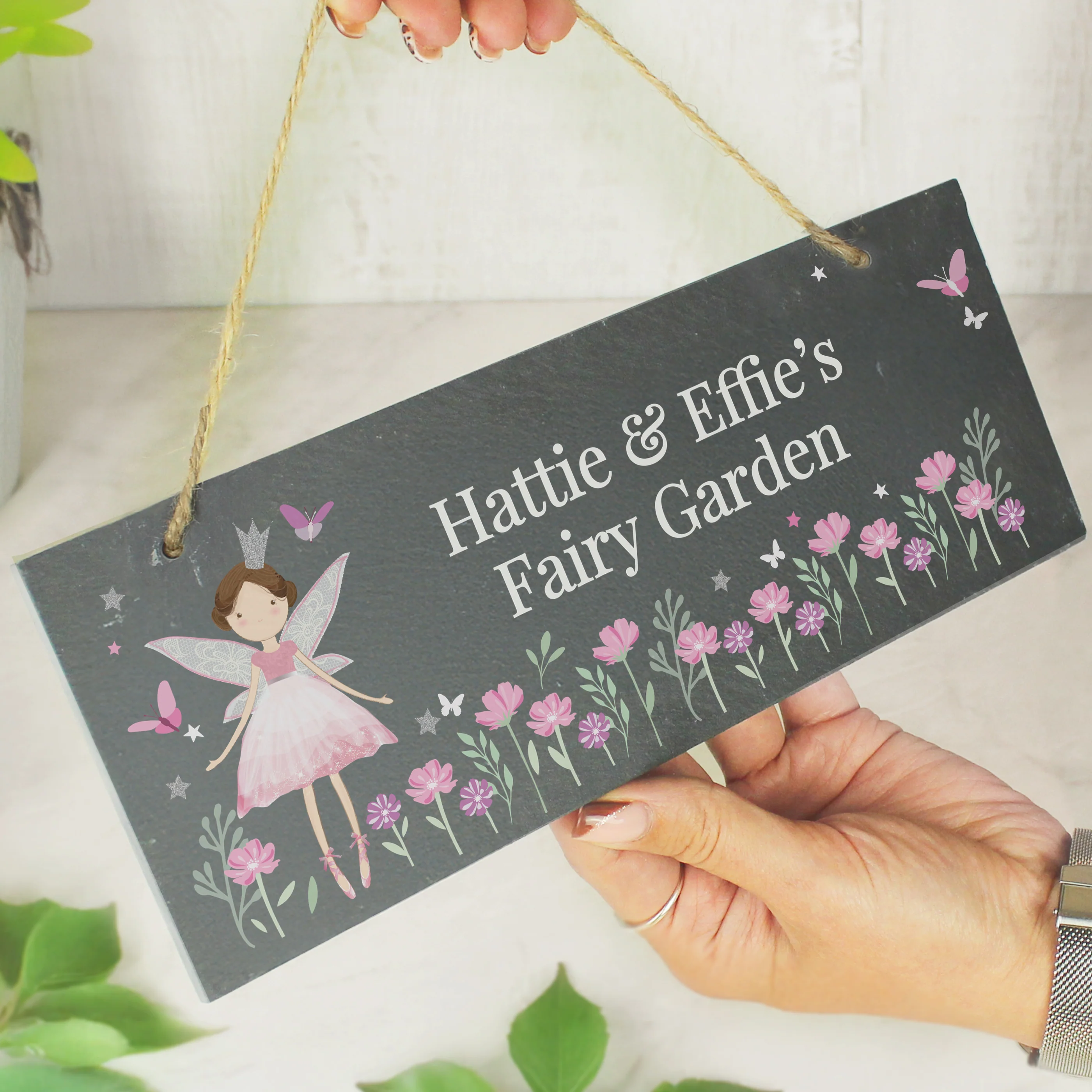 Personalised Fairy Princess Garden Hanging Slate Sign - Image 4
