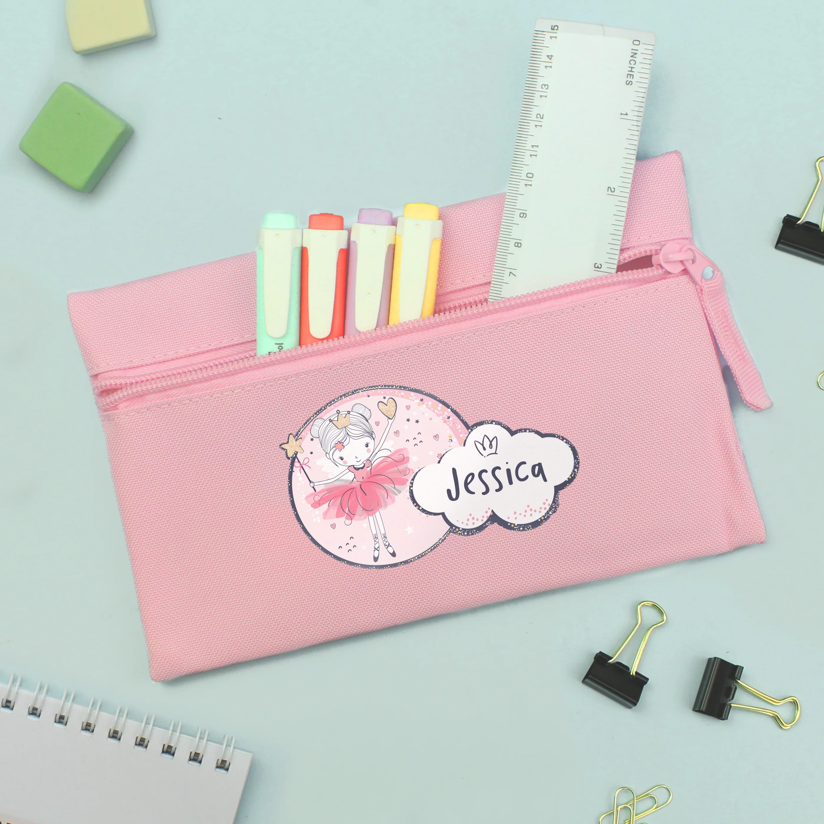 Personalised Fairy Princess Pink Pencil Case - Image 3