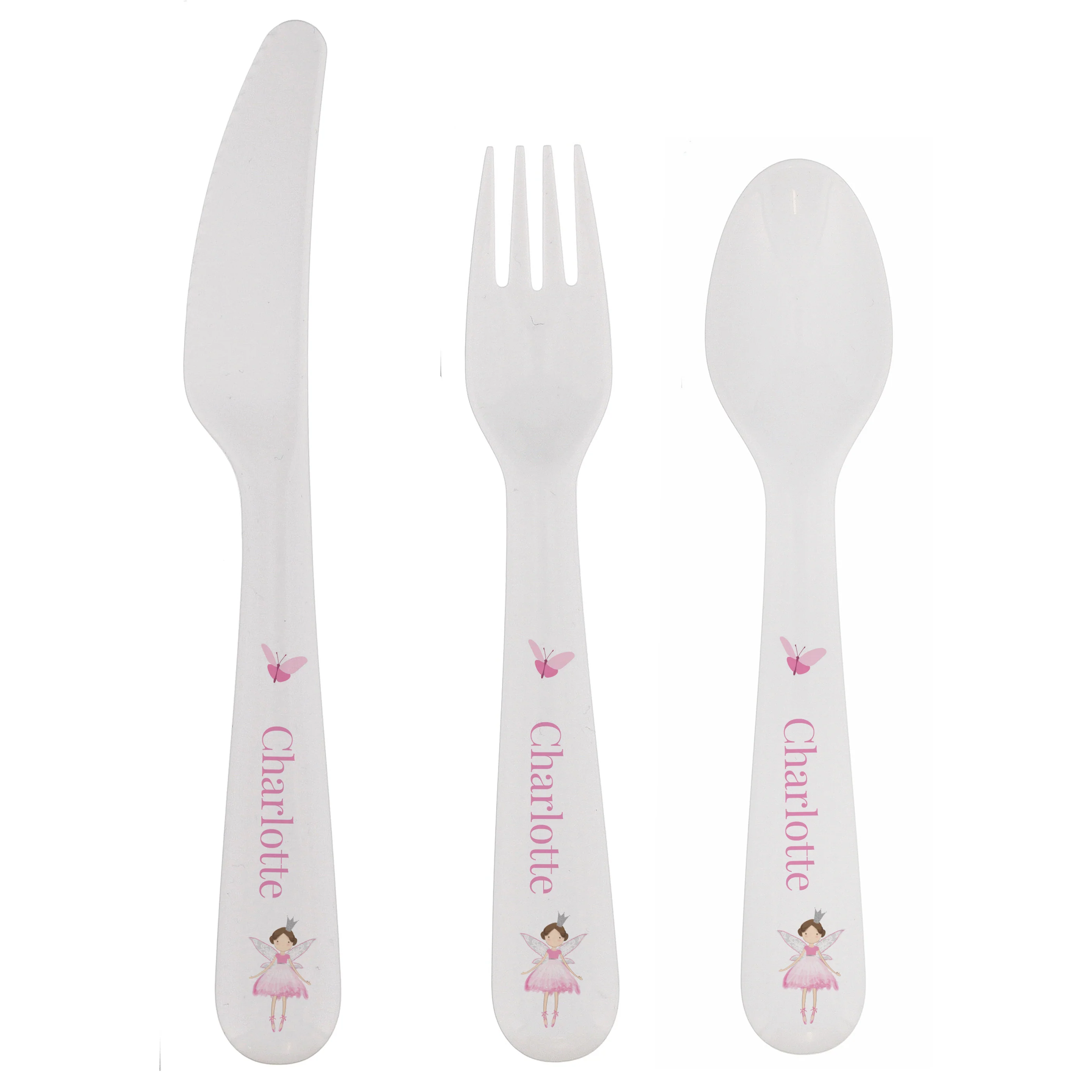 Personalised Fairy Princess Plastic Cutlery Set - Image 4