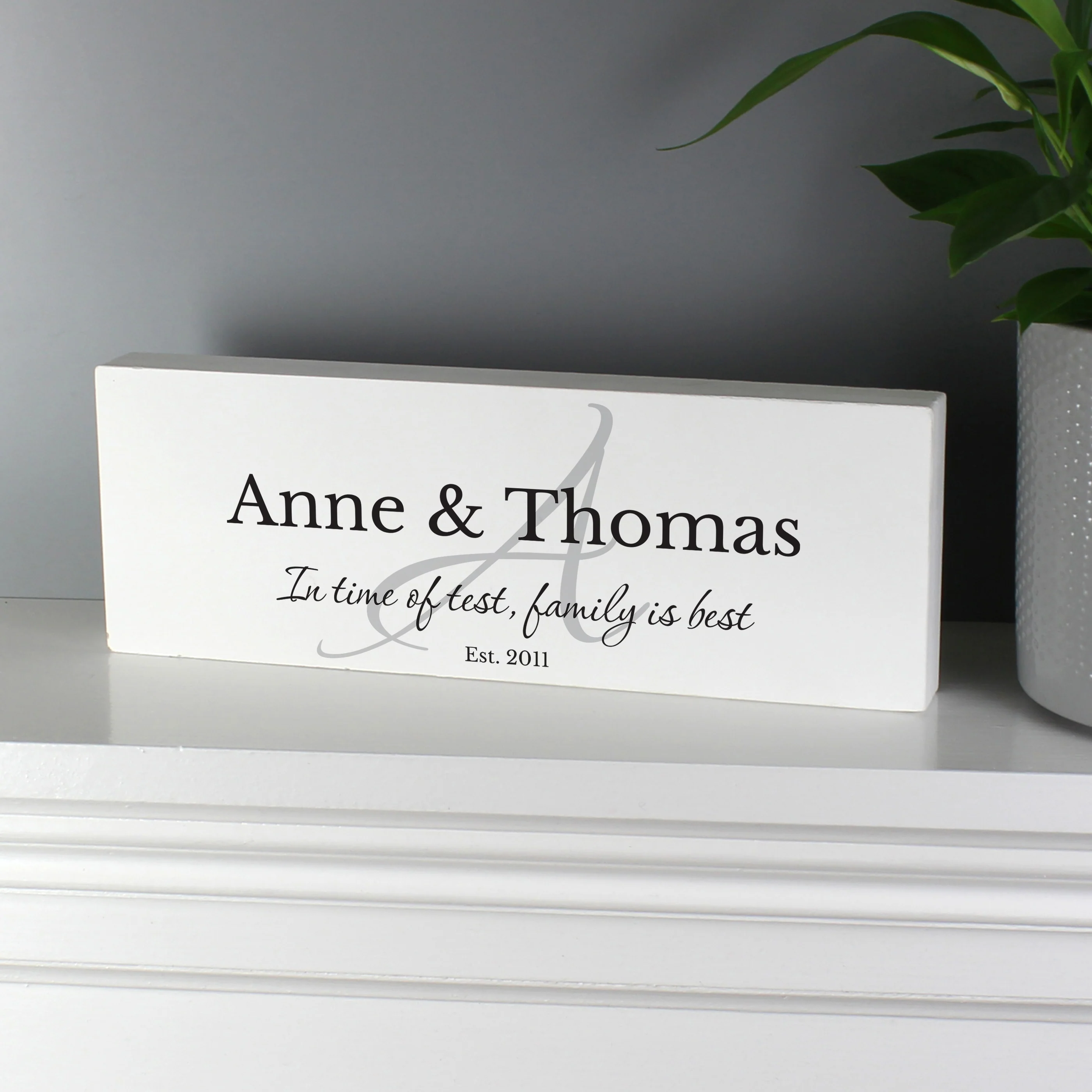 Personalised Family Wooden Mantel Decoration