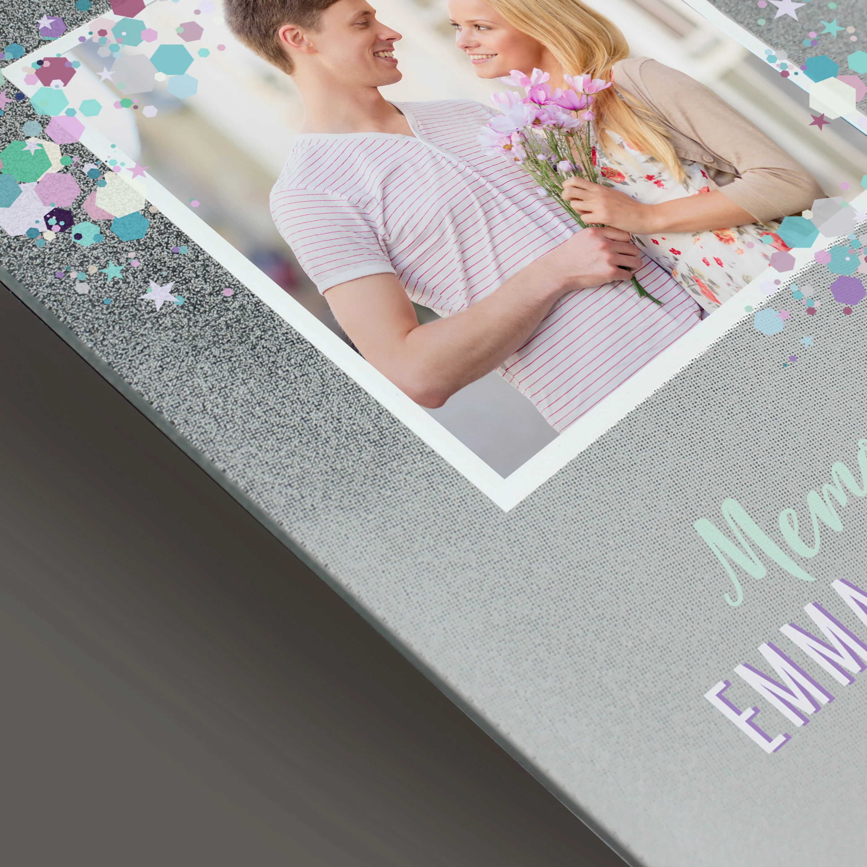 Personalised Festival Style 4x4 Glitter Glass Photo Frame - Image 4