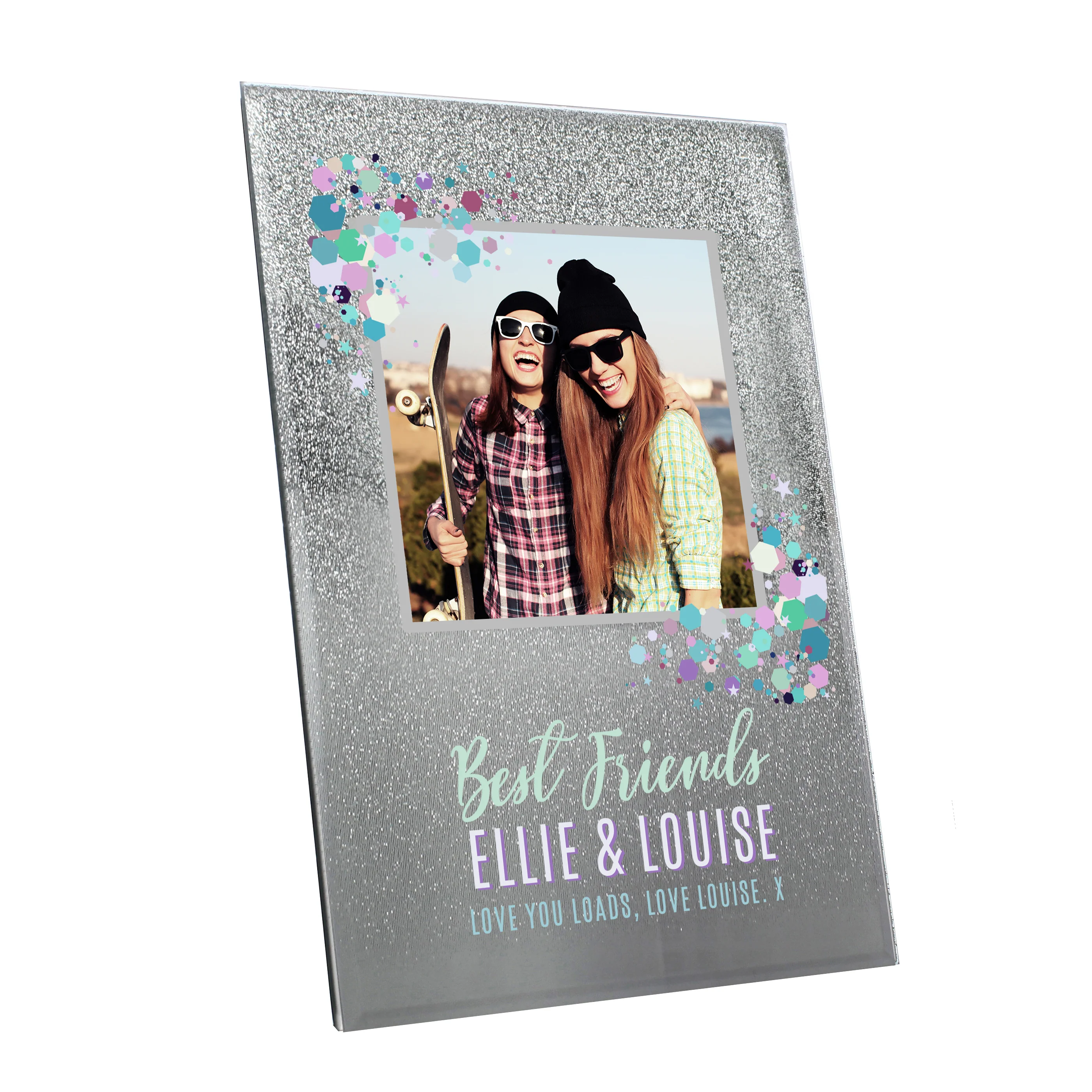 Personalised Festival Style 4x4 Glitter Glass Photo Frame - Image 5
