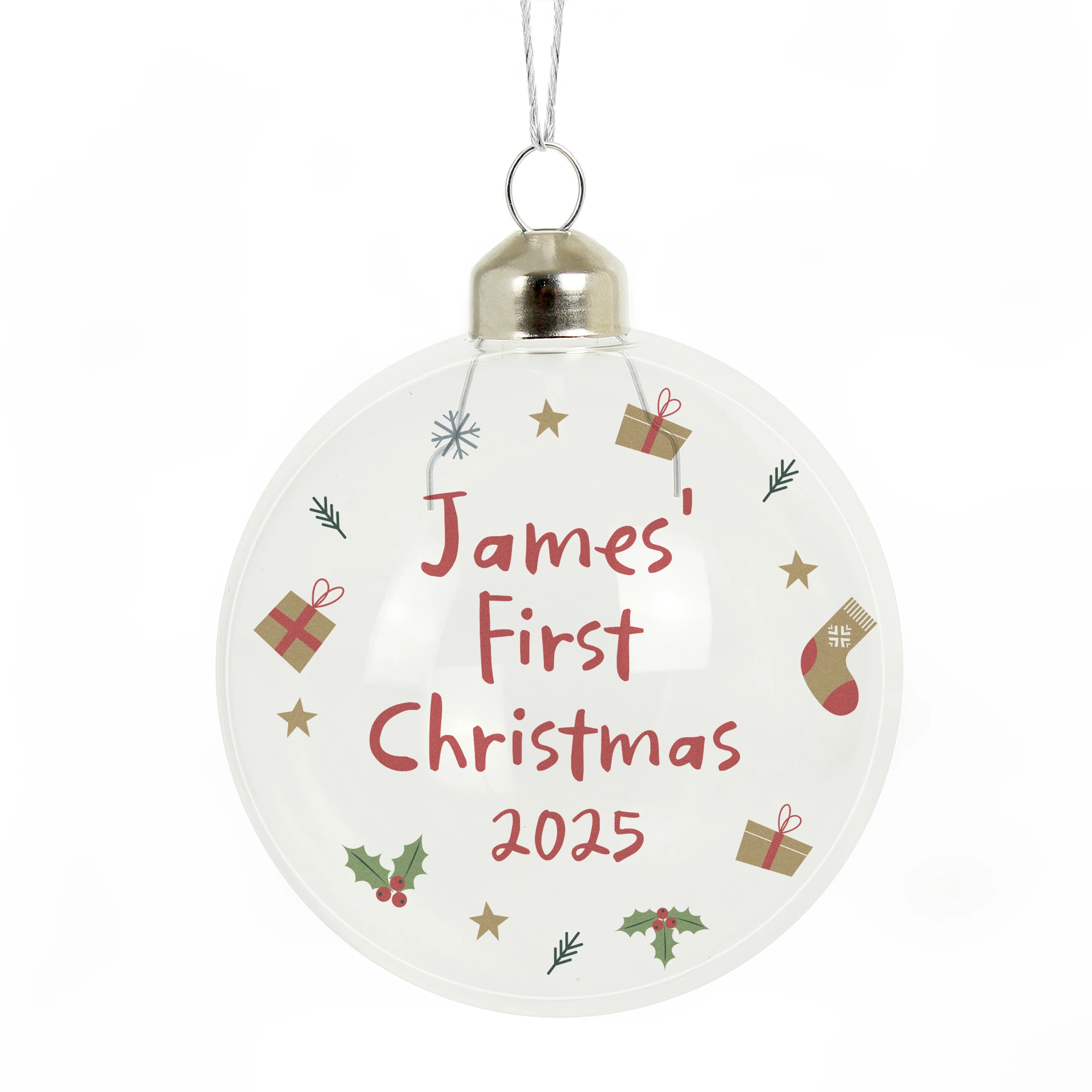 Personalised First Christmas Glass Bauble - Image 4