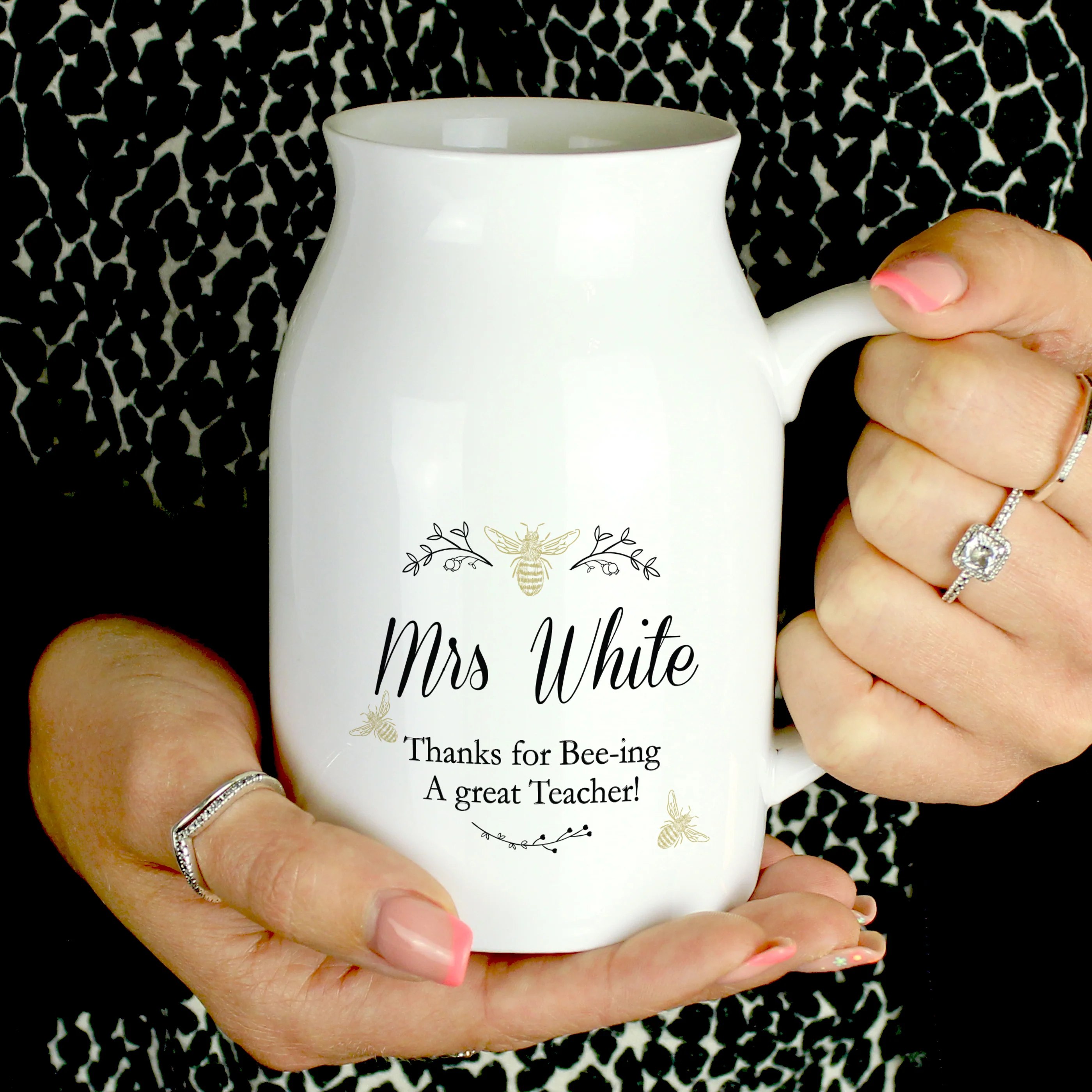 Personalised Floral Bee Flower Jug Vase - Image 2