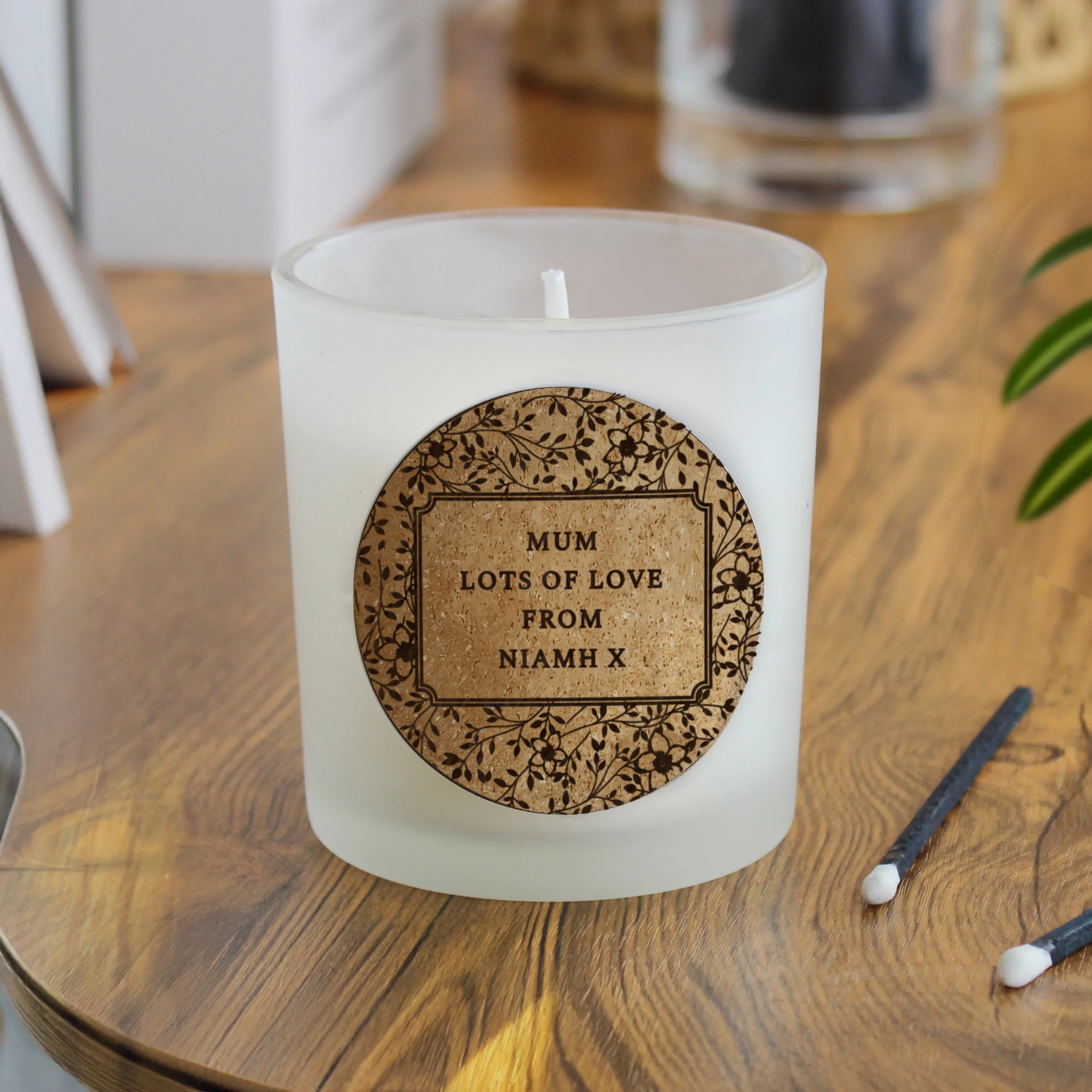 Personalised Floral Cork Label Candle Jar - Image 3