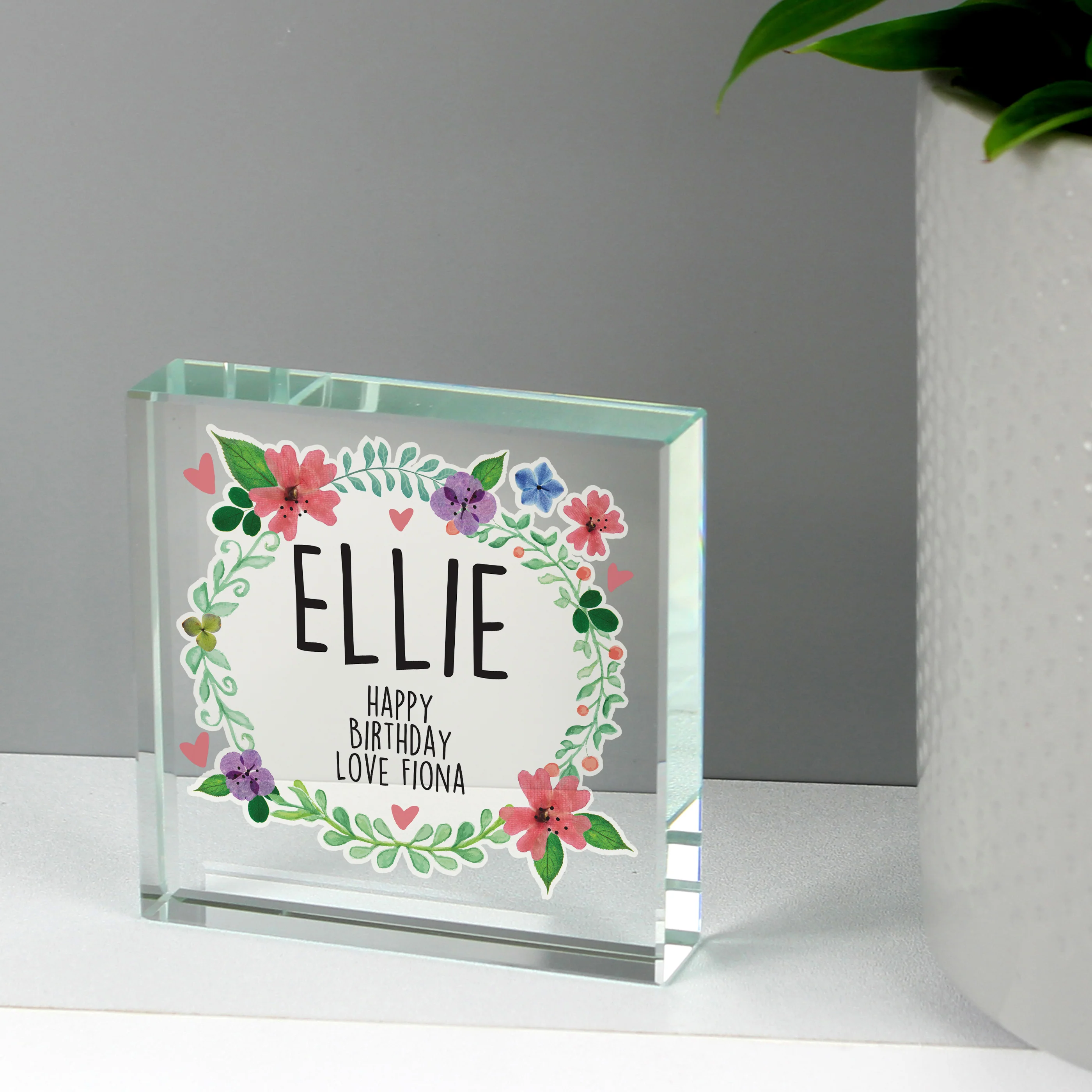 Personalised Floral Crystal Token - Image 4