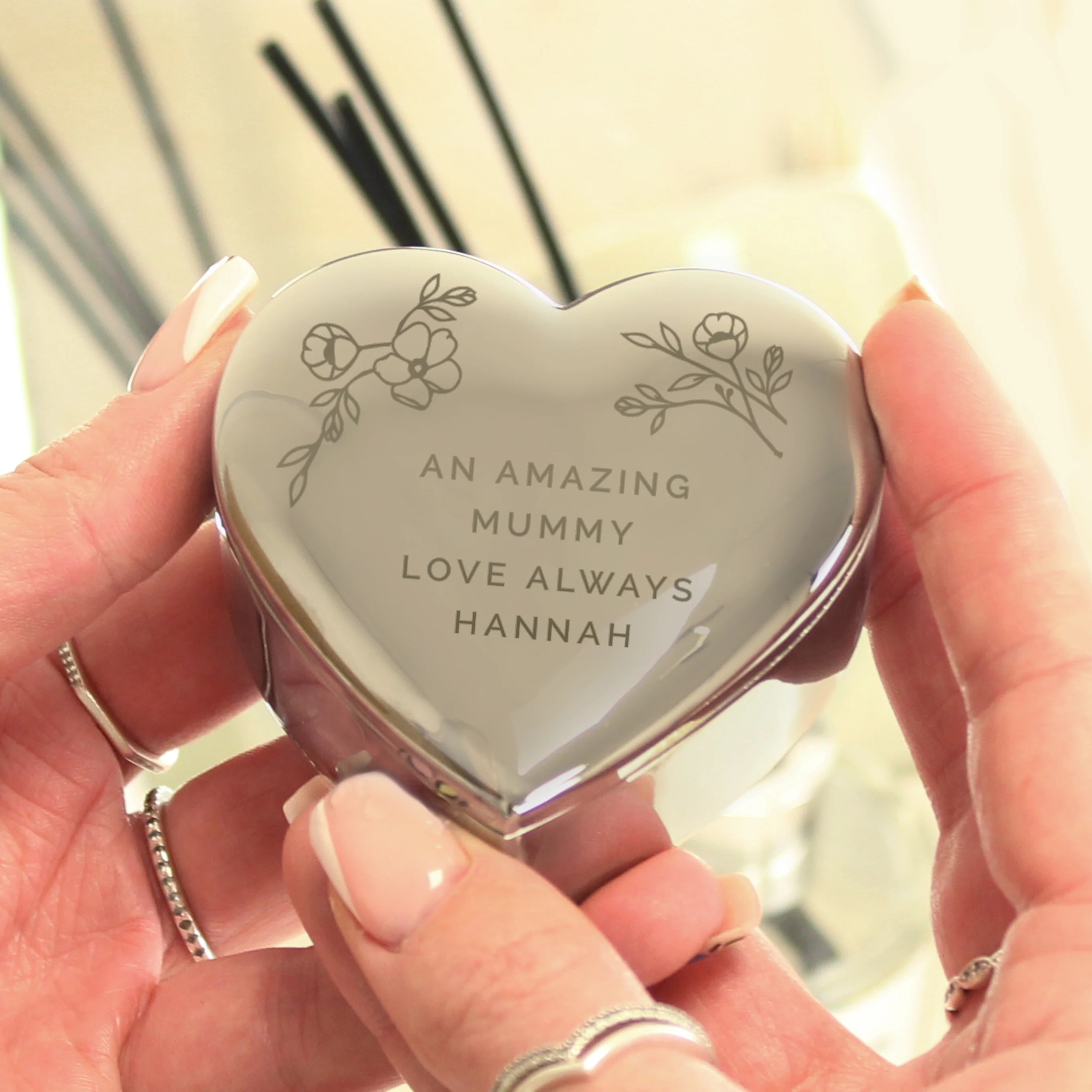 Personalised Floral Free Text Heart Trinket Box - Image 4