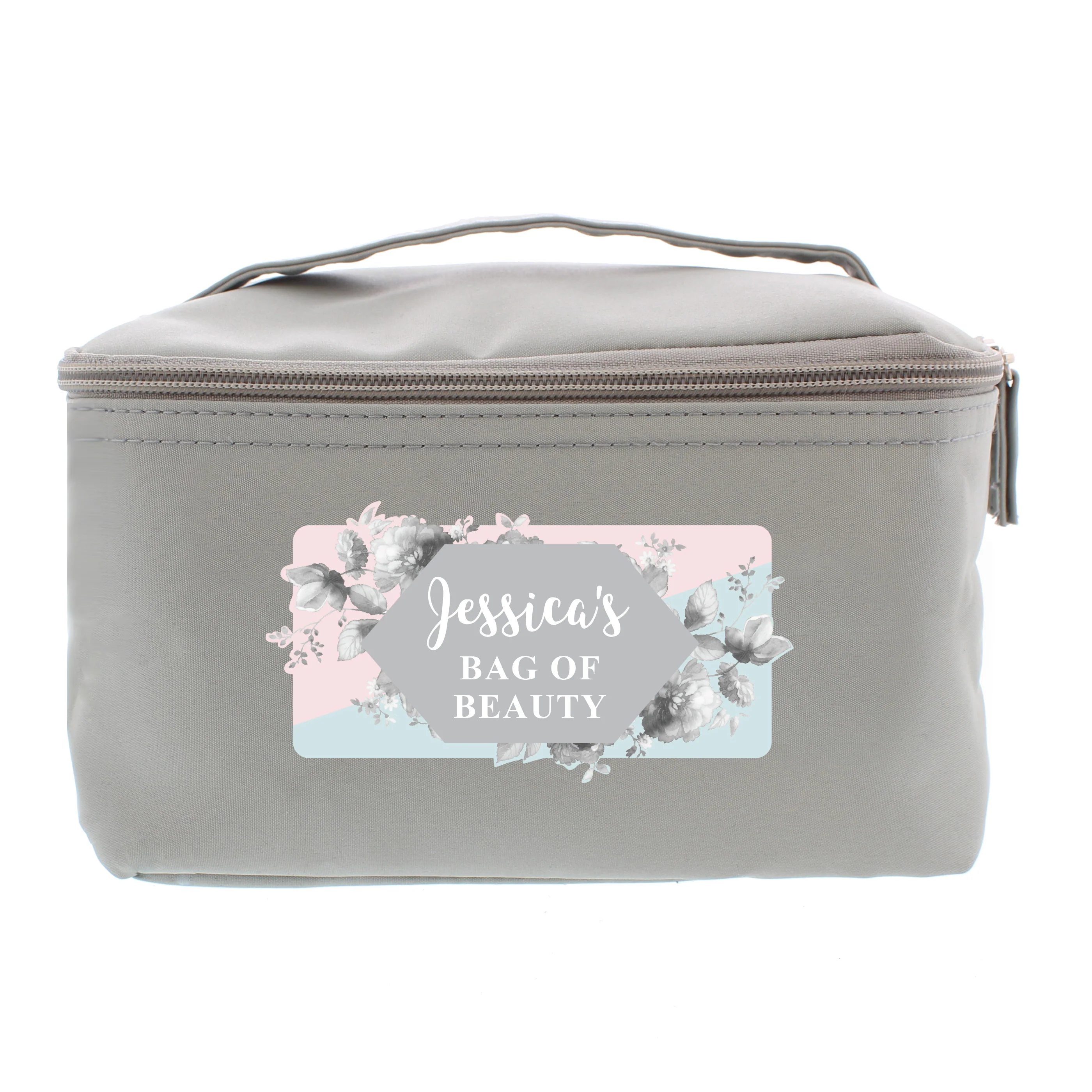 Personalised Floral Grey Toiletry Bag - Image 2